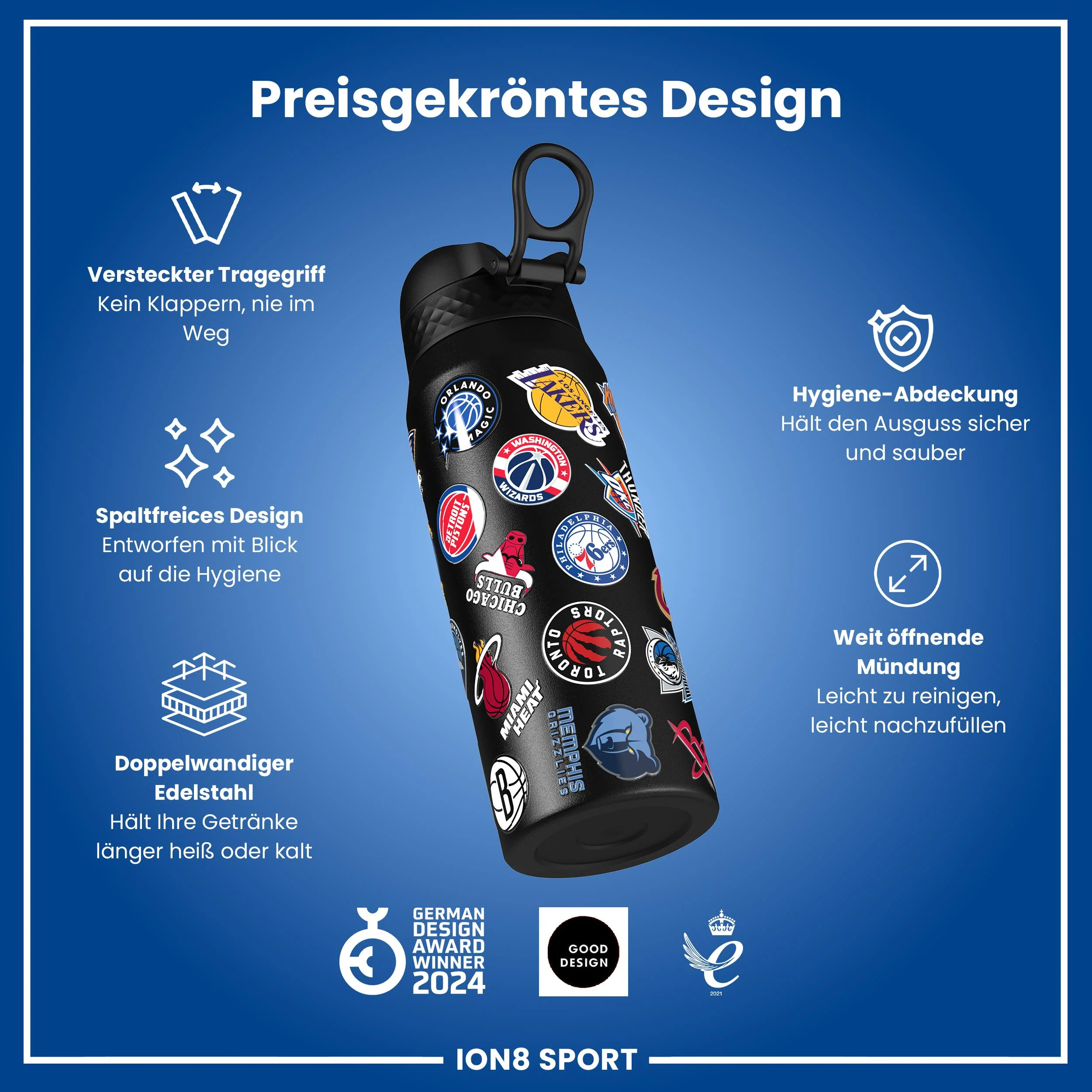 NBA x ION8, Isolierte Edelstahl, Multi Teams, 750 ml - Image 6
