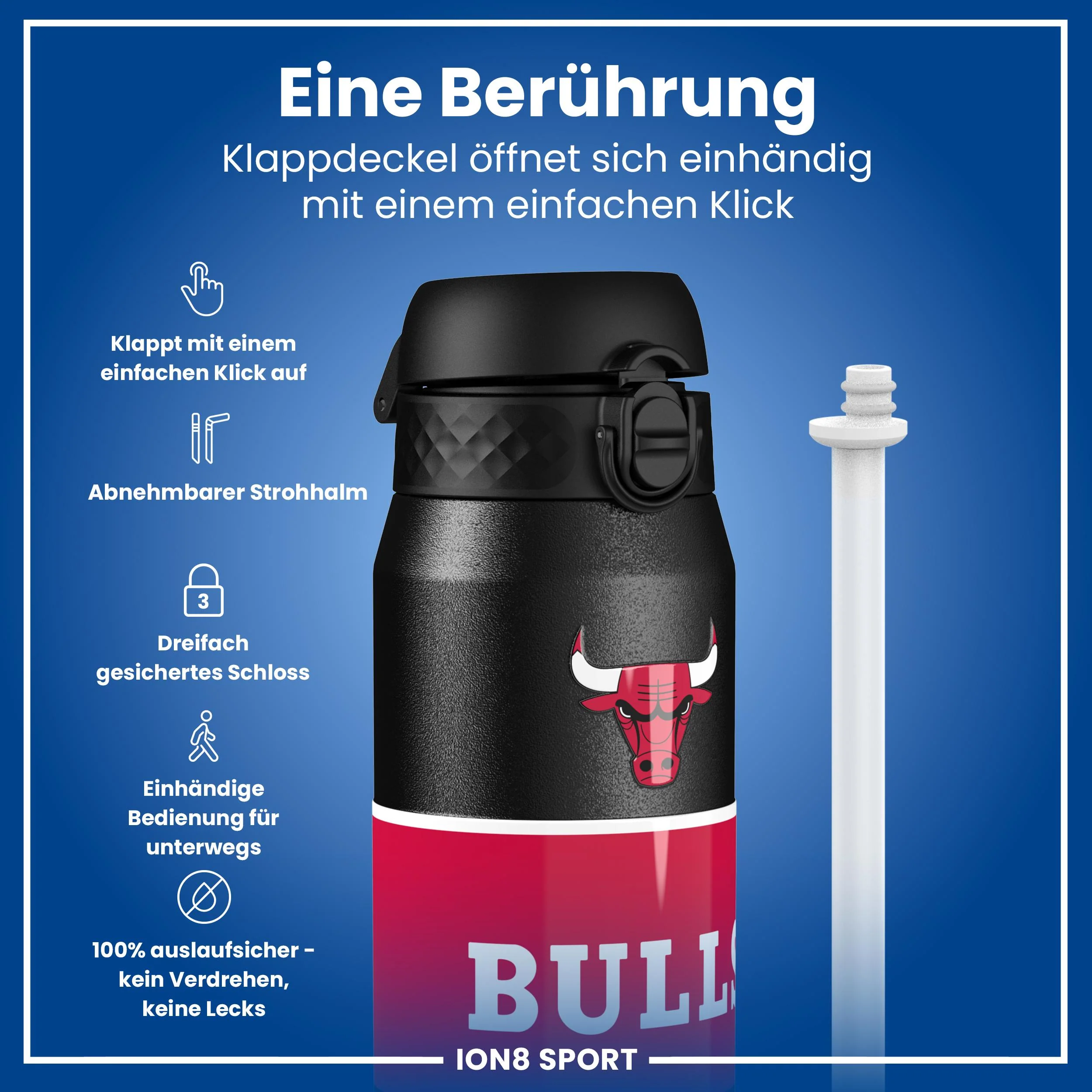 NBA x ION8, Isolierte Edelstahl, Chicago Bulls, 750 ml - Image 3