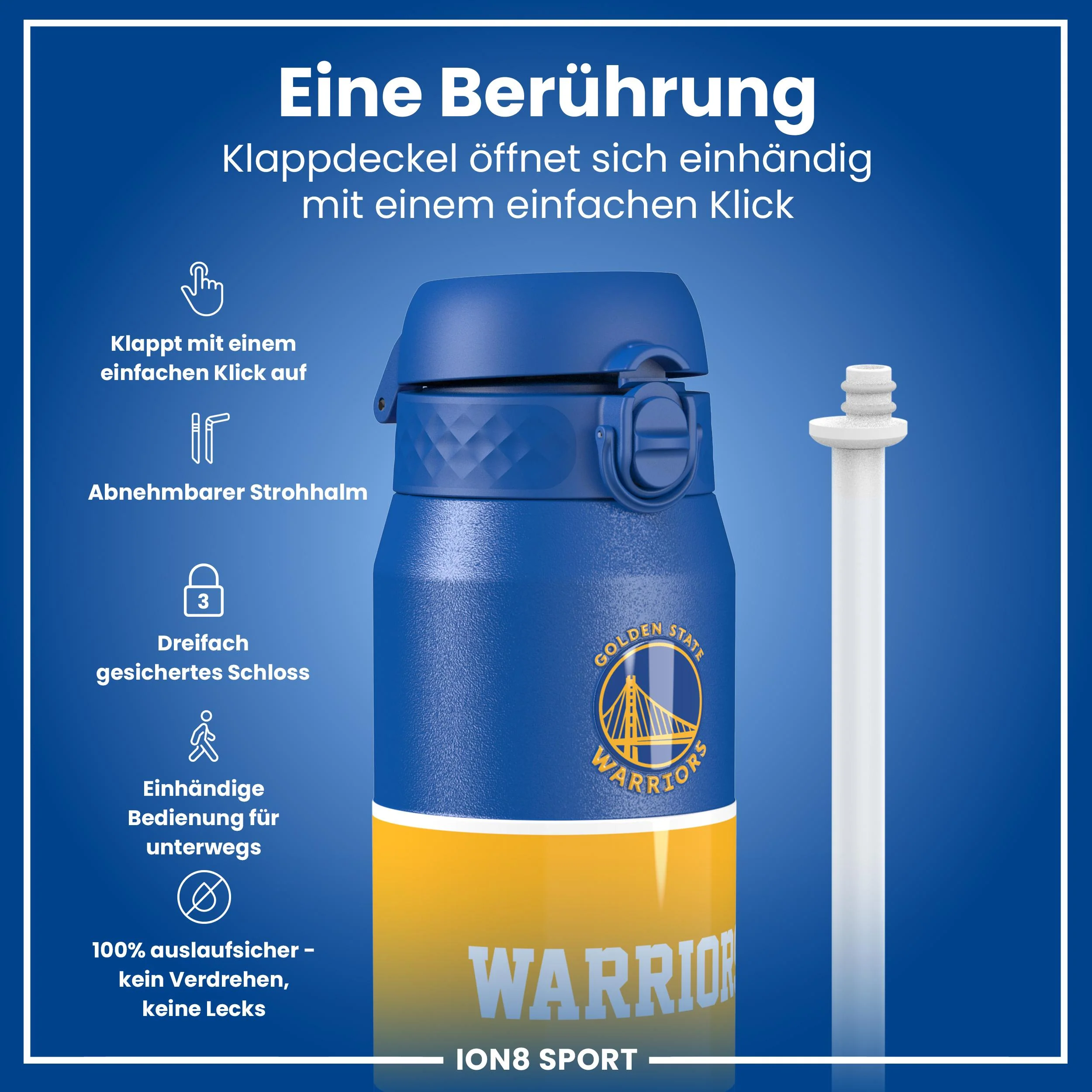 NBA x ION8, Isolierte Edelstahl, GS Warriors, 750 ml - Image 3