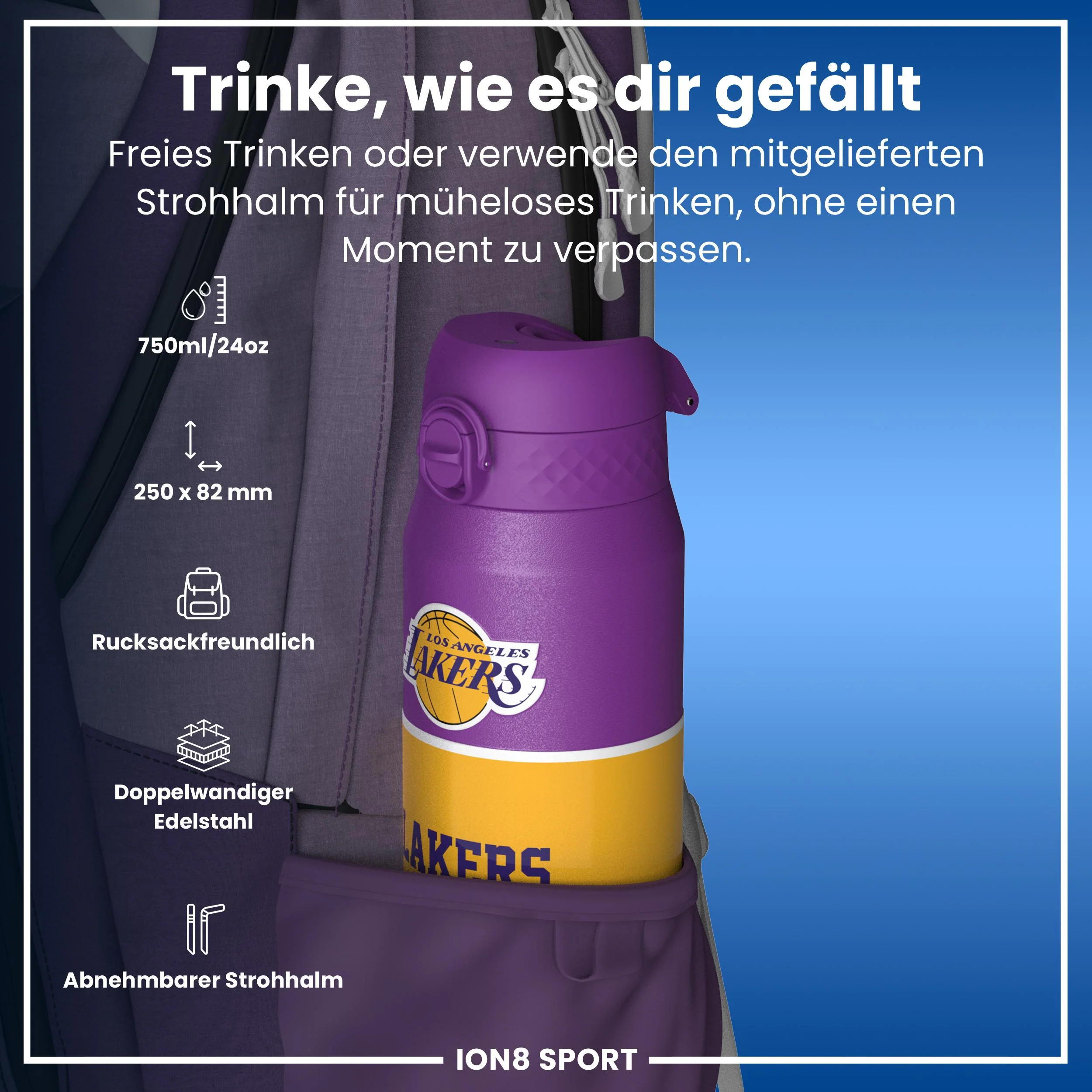 NBA x ION8, Isolierte Edelstahl, LA Lakers, 750 ml - Image 2