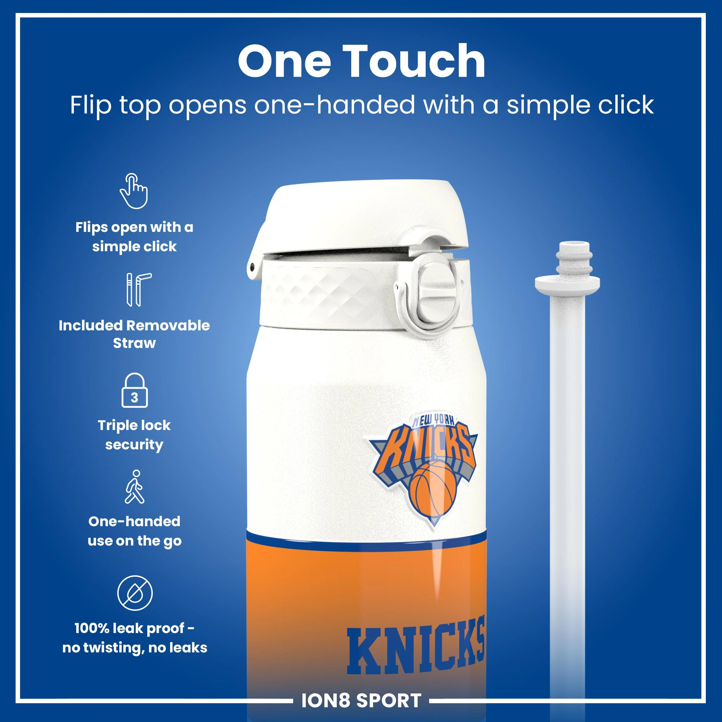 NBA x ION8, Isolierte Edelstahl, NY Knicks, 750 ml - Image 3