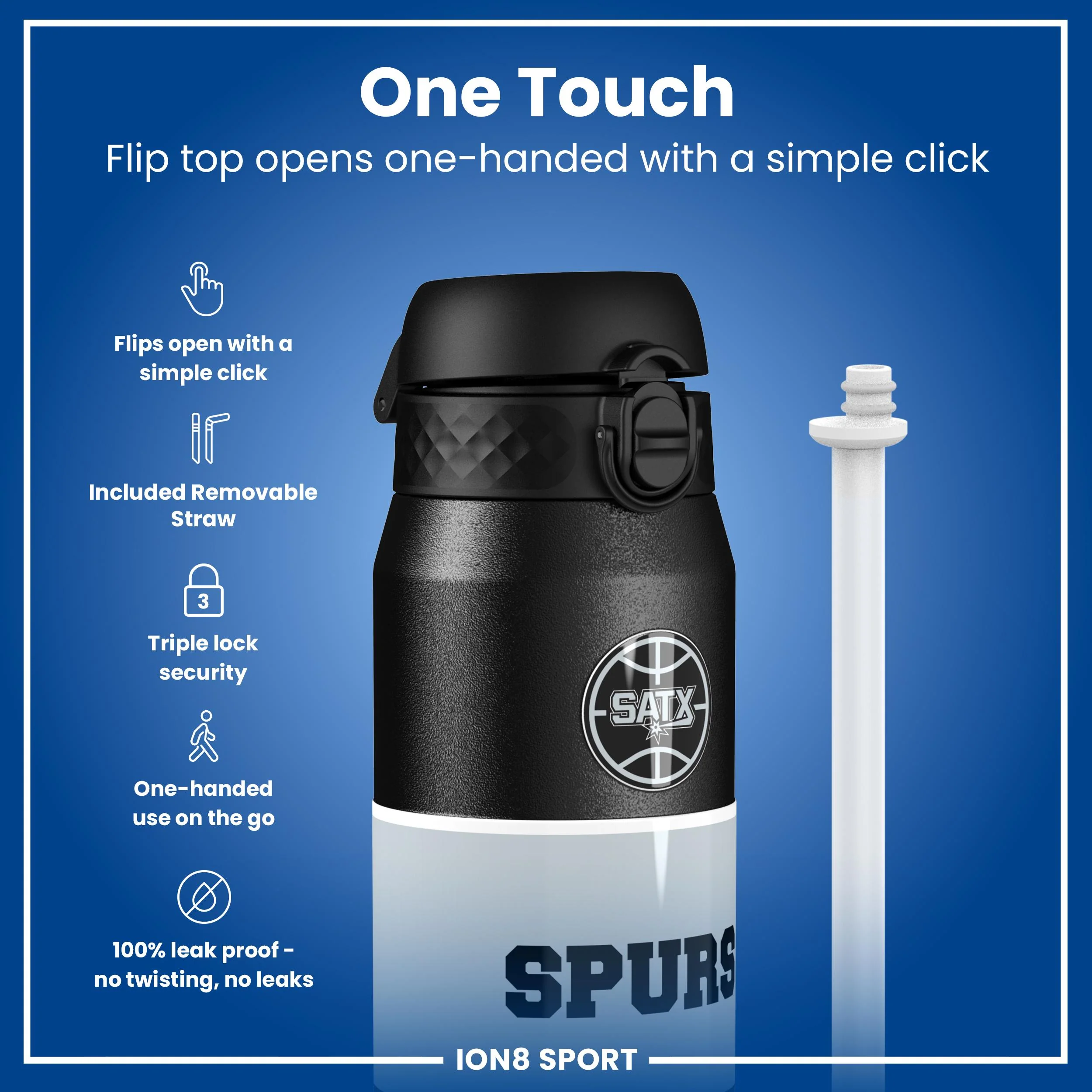 NBA x ION8, Isolierte Edelstahl, SA Spurs, 750 ml - Image 3
