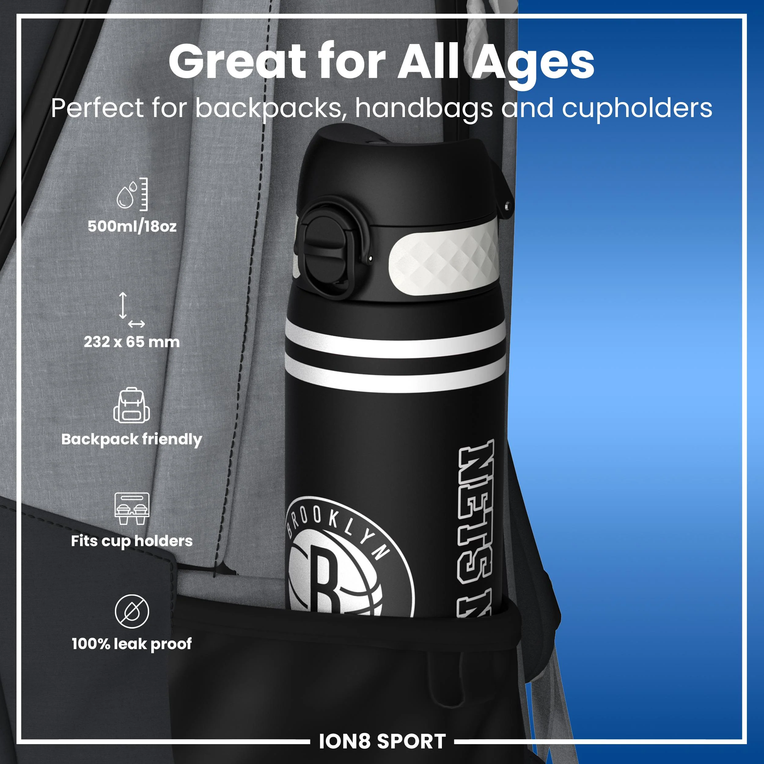 NBA x ION8, Recyclon, Brooklyn Nets, 500 ml - Image 2