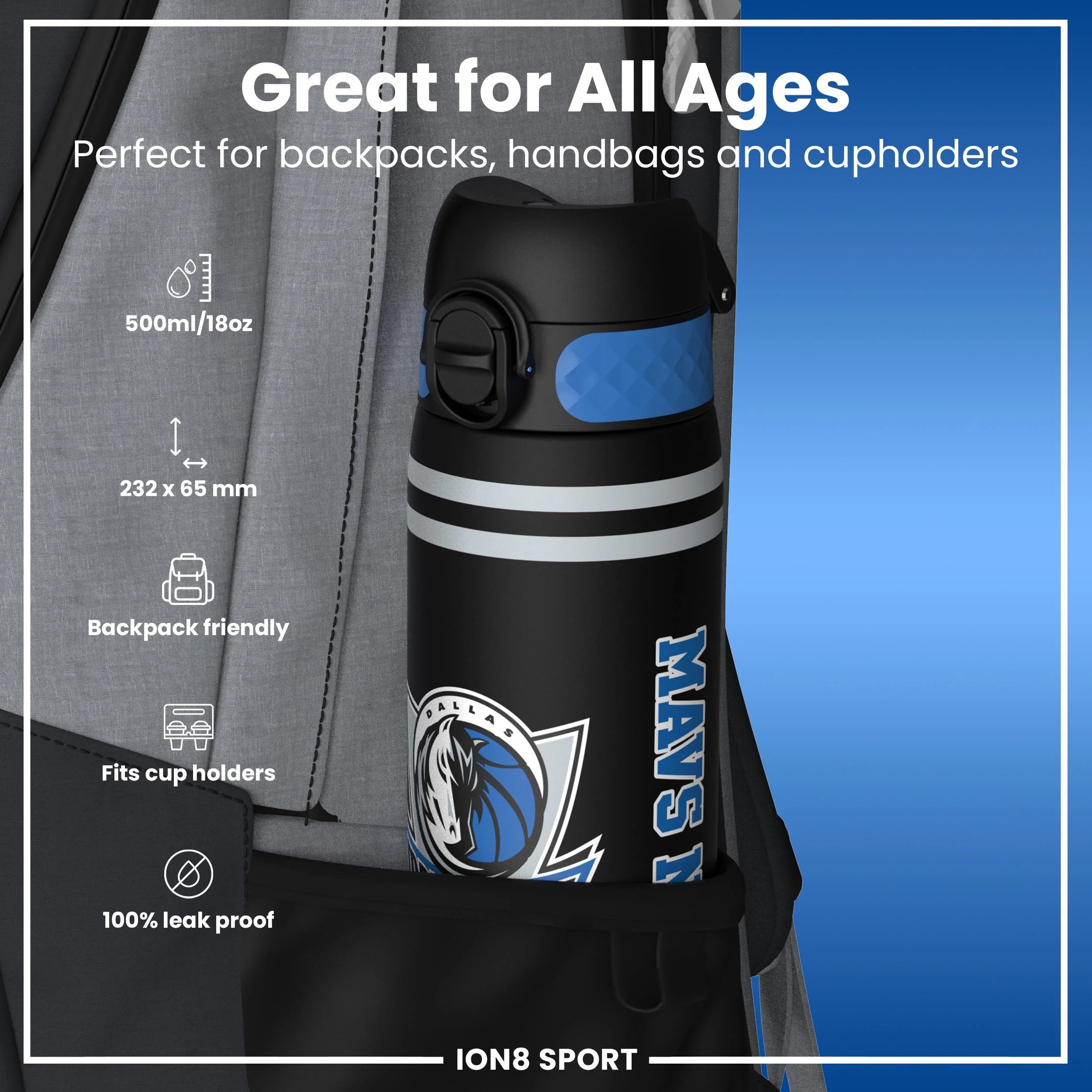 NBA x ION8, Recyclon, Dallas Mavericks, 500 ml - Image 2