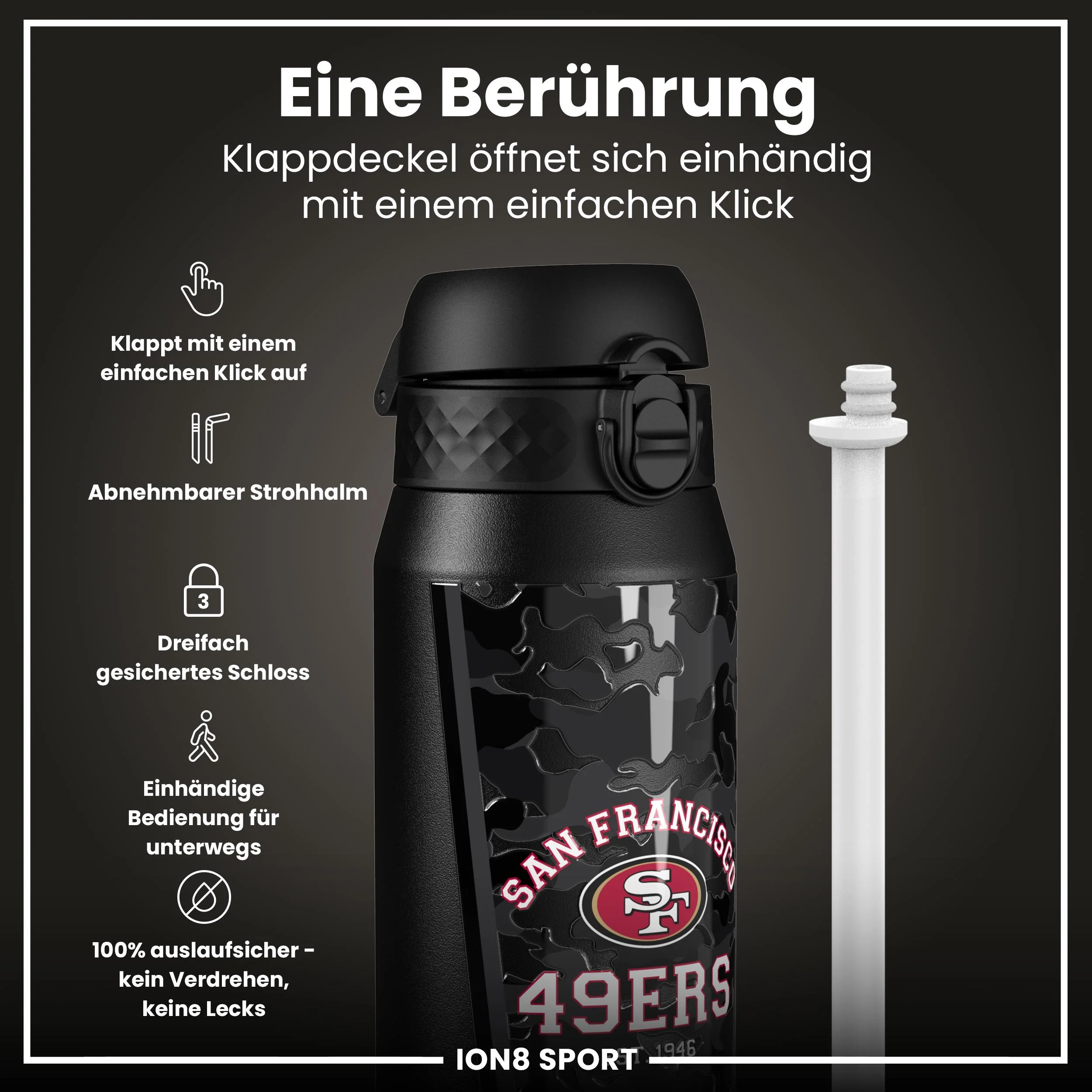 NFL x ION8, Isolierte Edelstahl, 49ers, 750 ml - Image 3