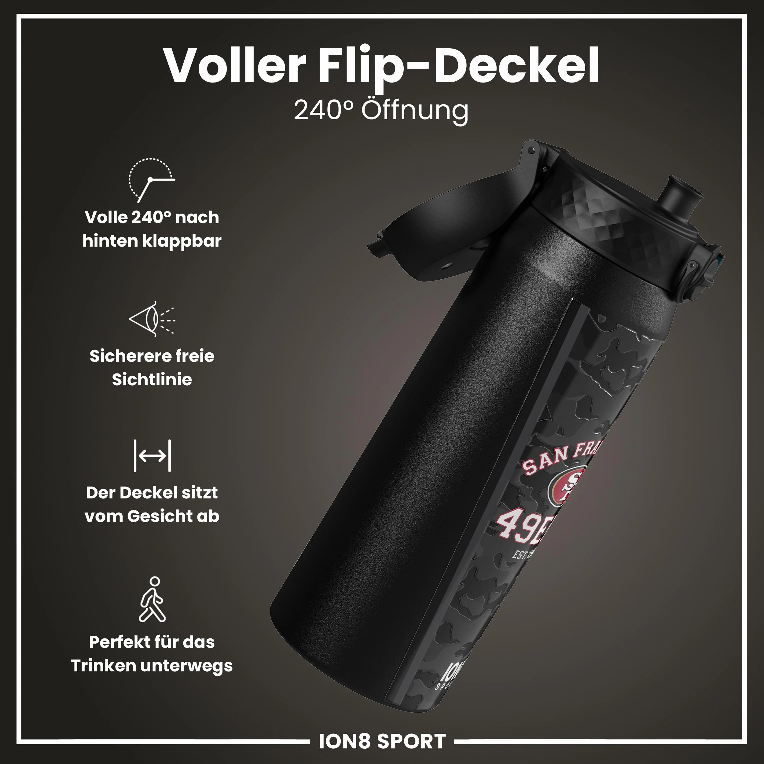 NFL x ION8, Isolierte Edelstahl, 49ers, 750 ml - Image 4