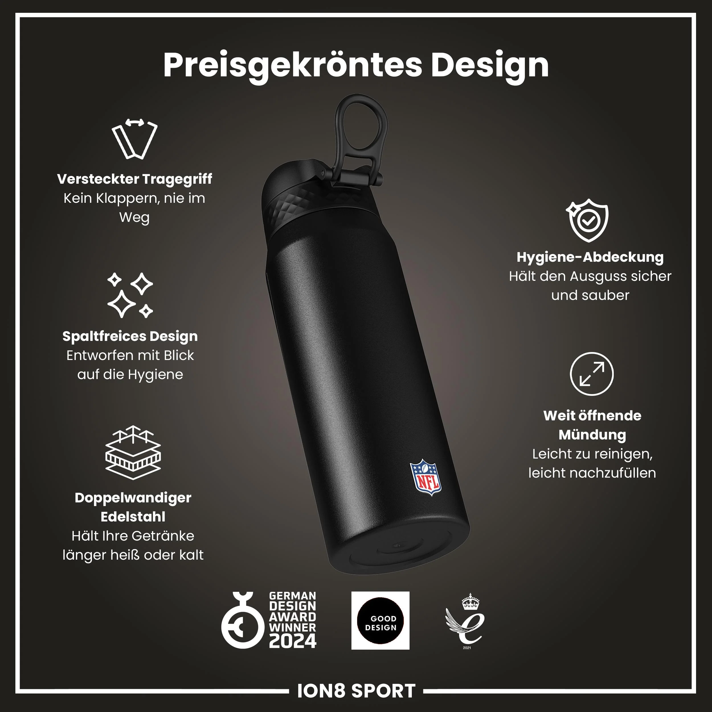 NFL x ION8, Isolierte Edelstahl, 49ers, 750 ml - Image 6