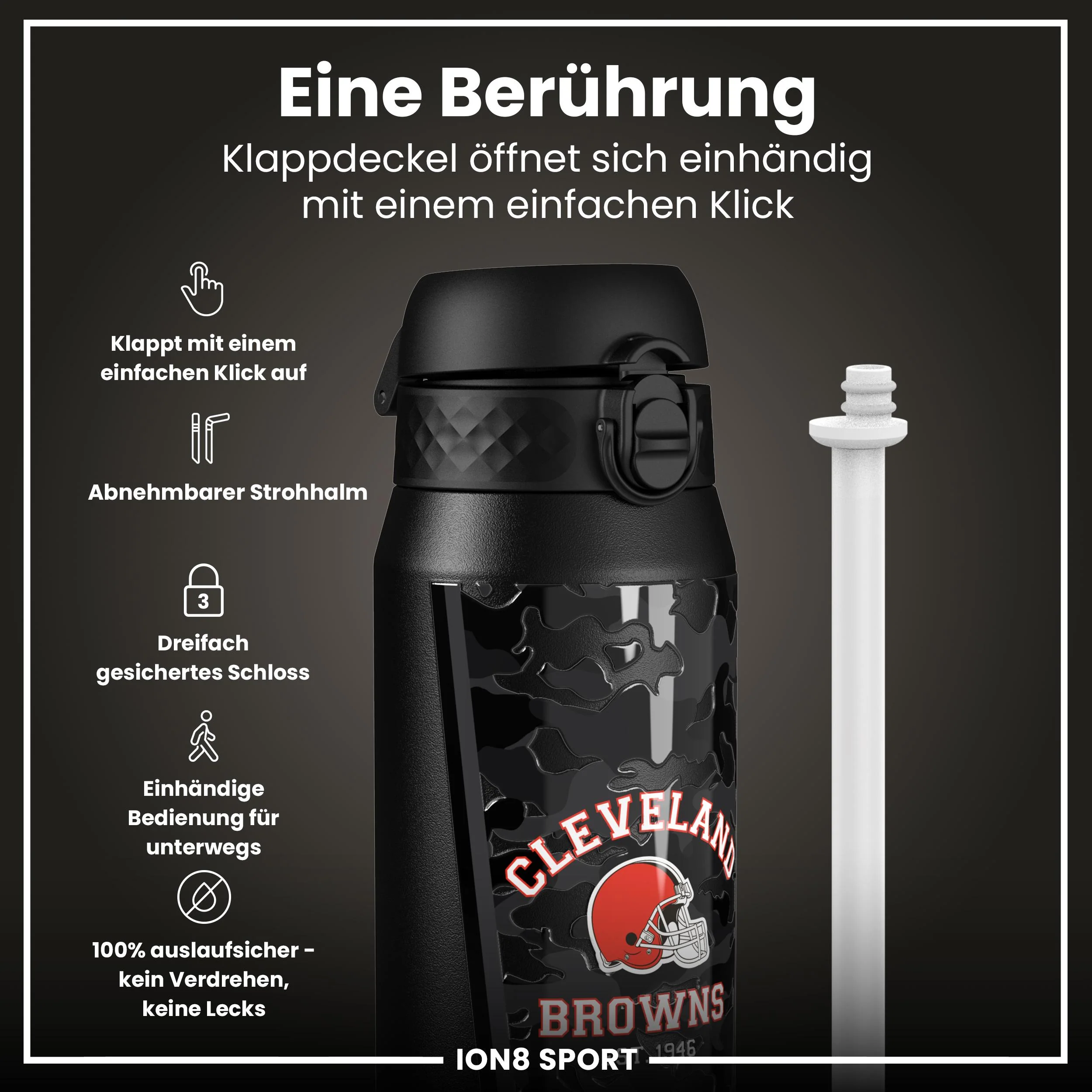 NFL x ION8, Isolierte Edelstahl, Browns, 750 ml - Image 3
