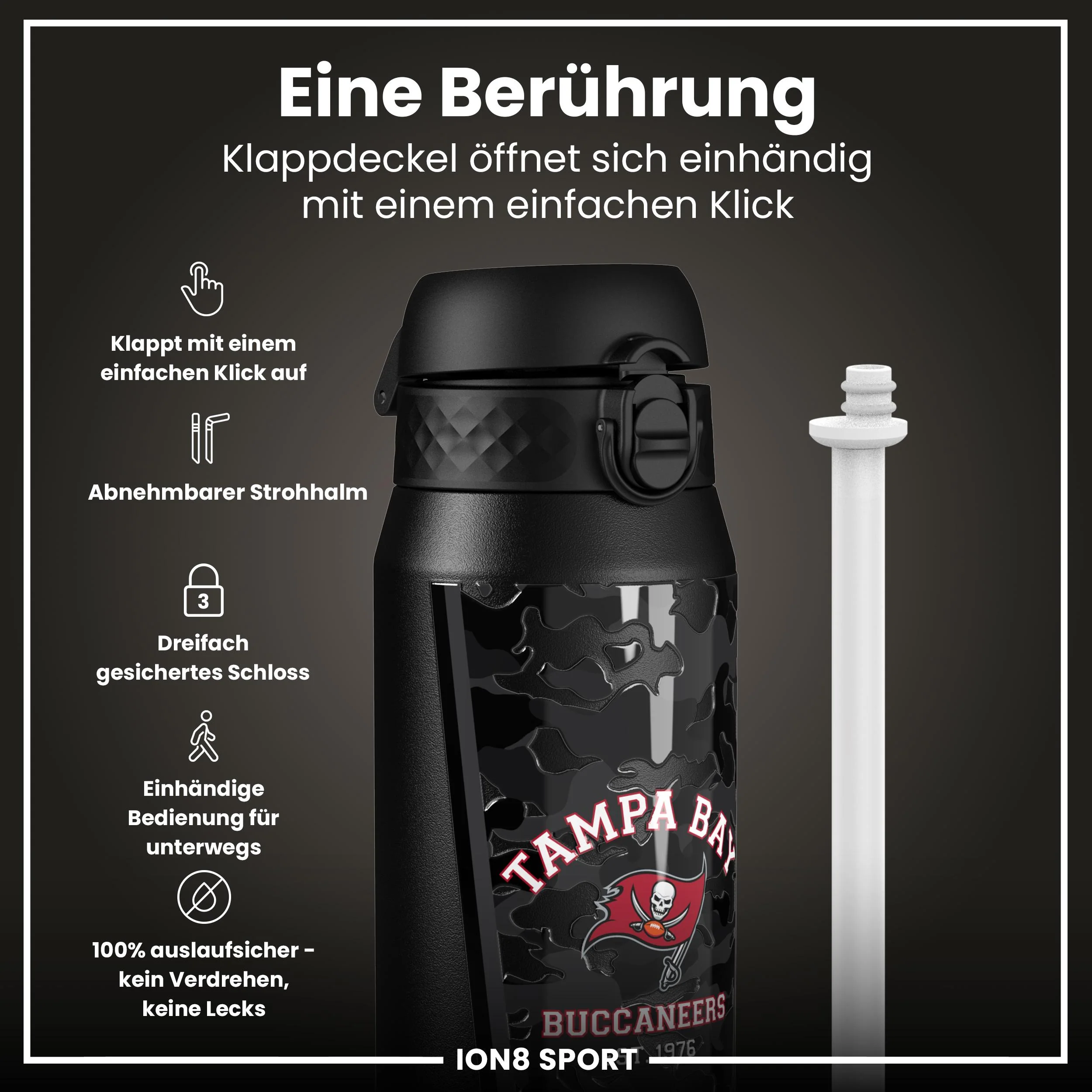 NFL x ION8, Isolierte Edelstahl, Buccaneers, 750 ml - Image 3