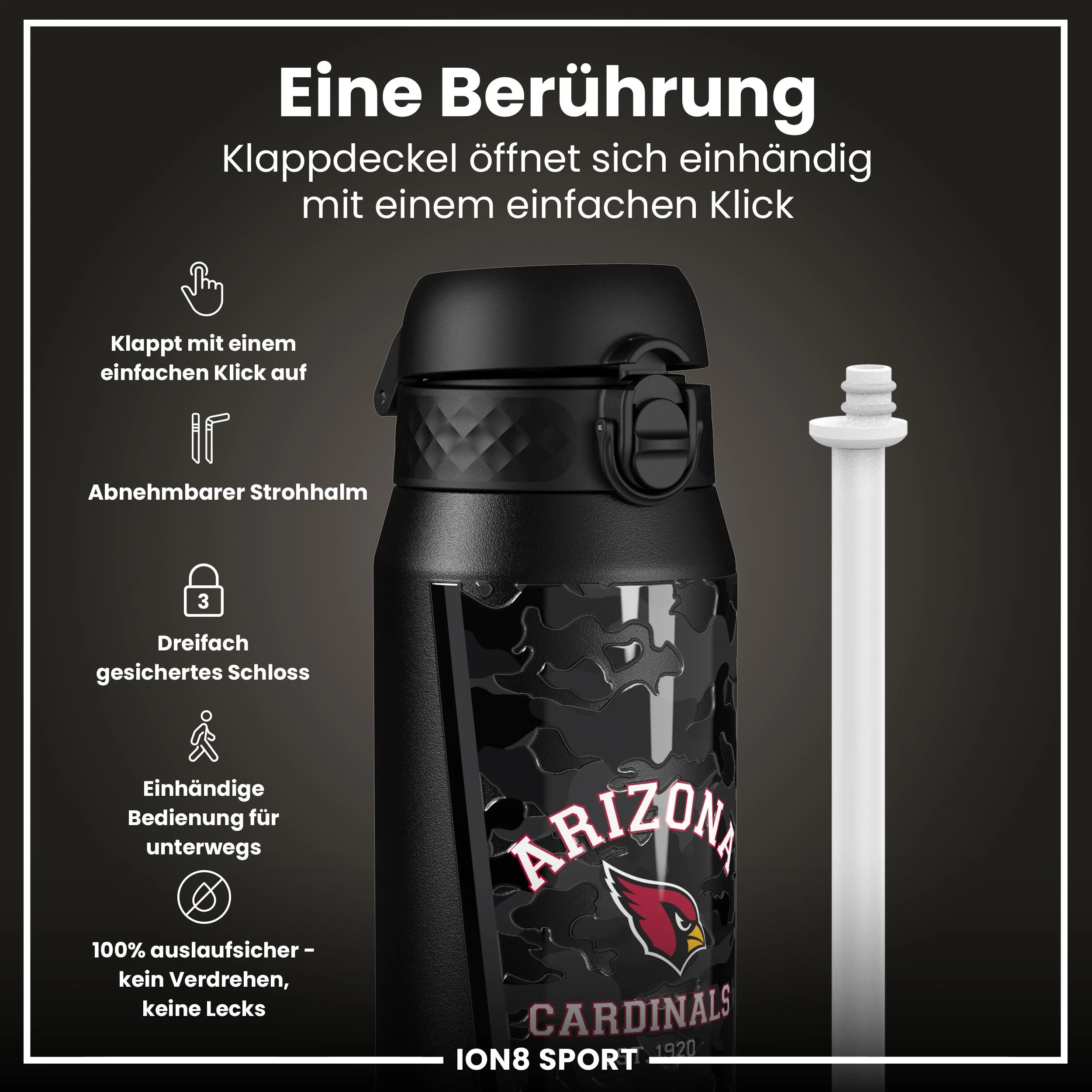 NFL x ION8, Isolierte Edelstahl, Cardinals, 750 ml - Image 3