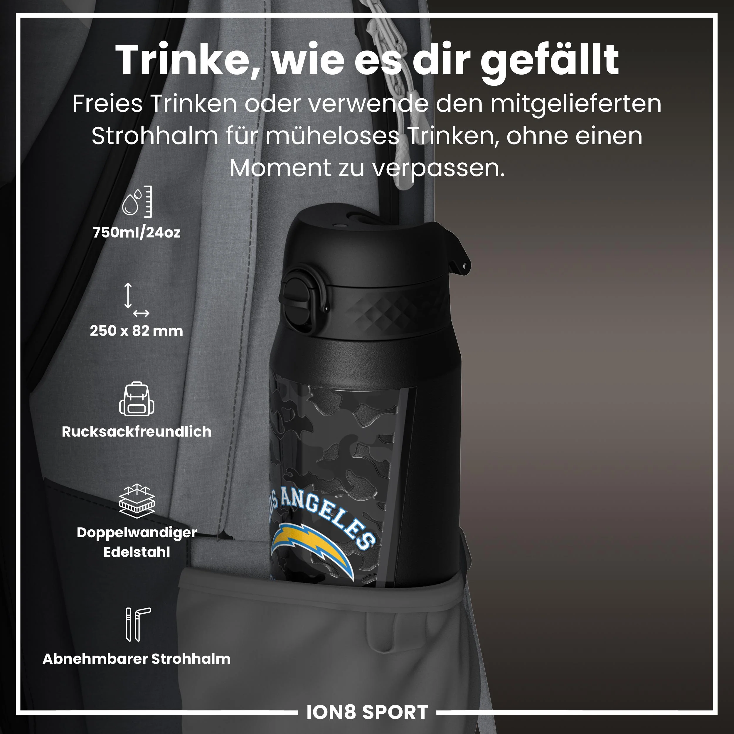 NFL x ION8, Isolierte Edelstahl, Chargers, 750 ml - Image 2