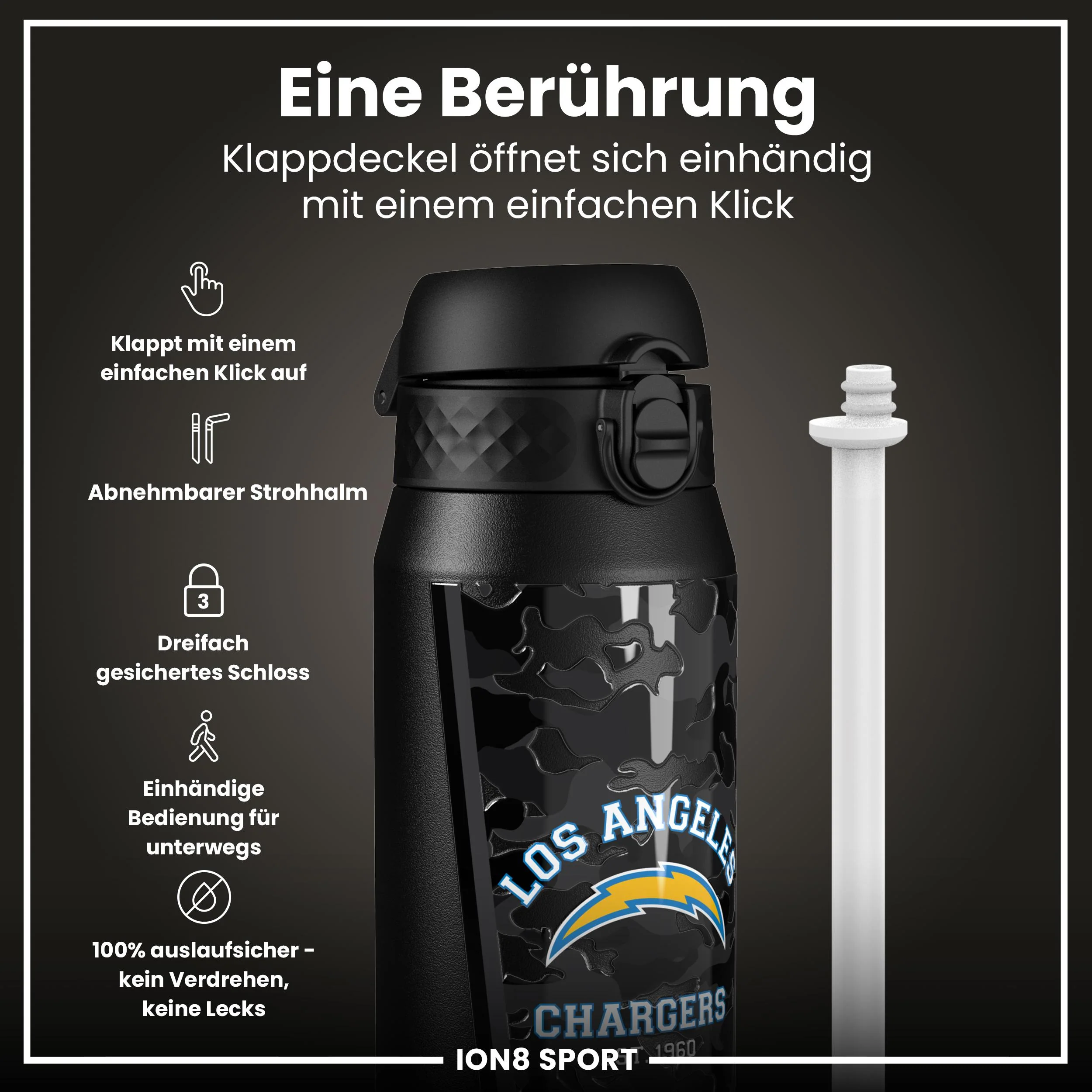 NFL x ION8, Isolierte Edelstahl, Chargers, 750 ml - Image 3