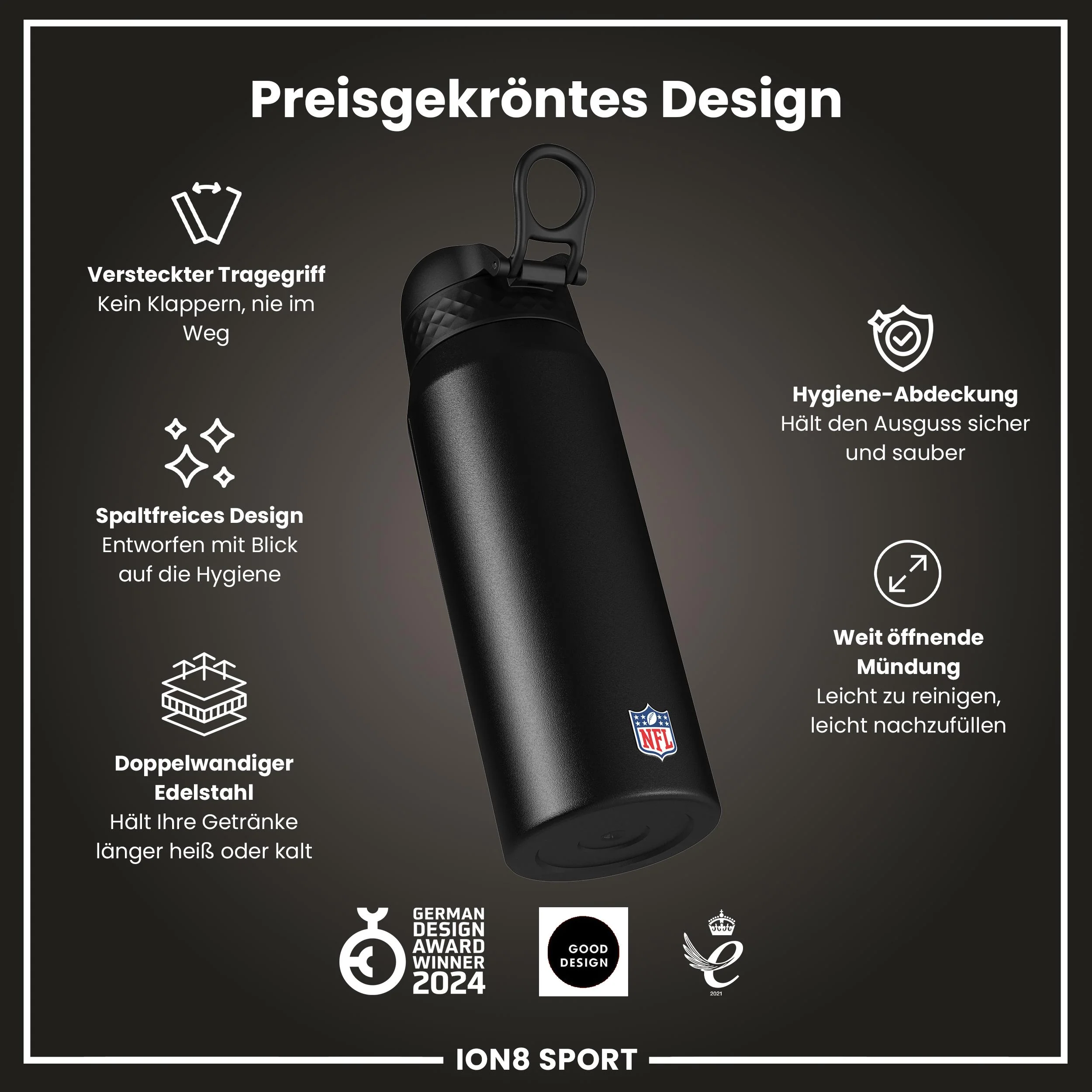 NFL x ION8, Isolierte Edelstahl, Chargers, 750 ml - Image 4