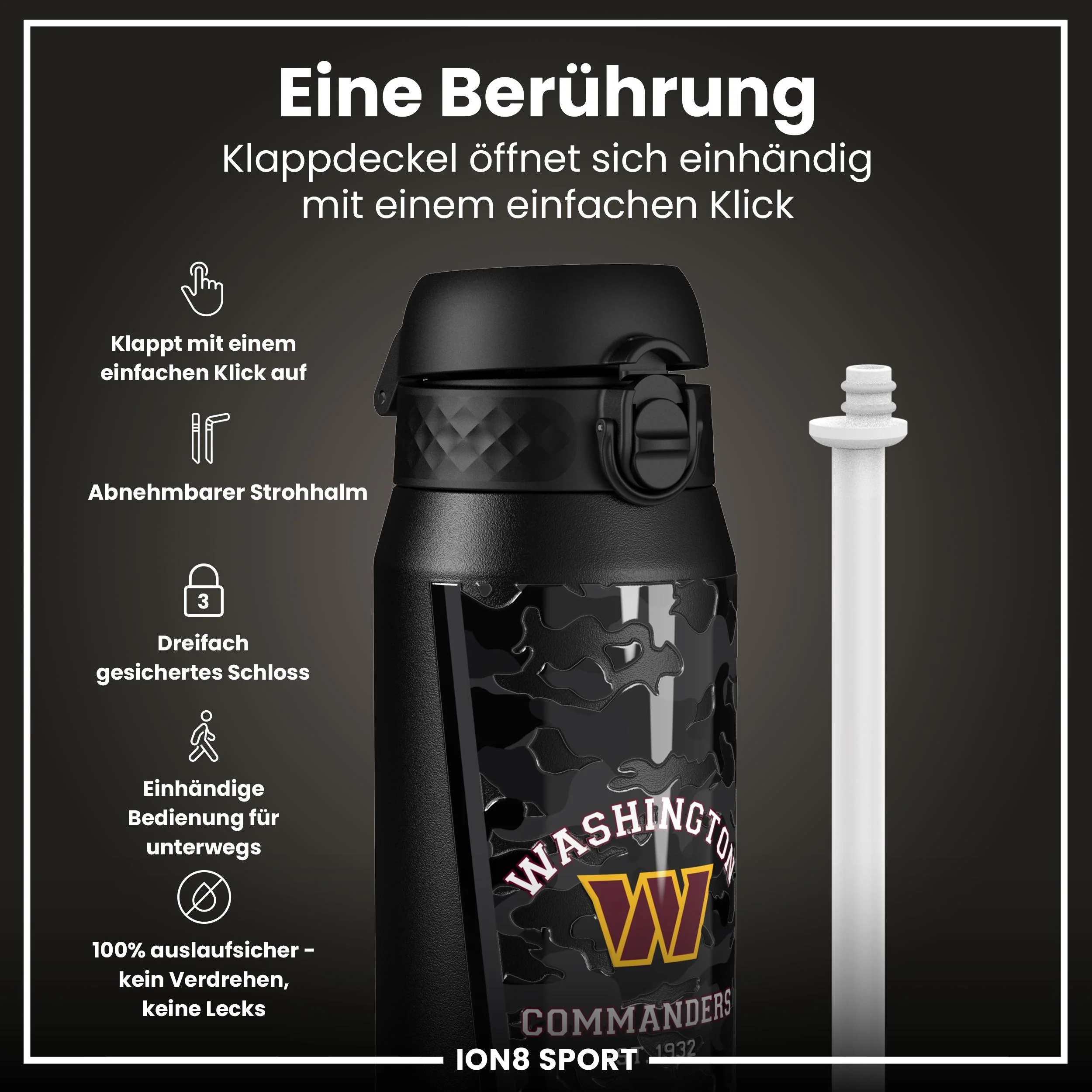 NFL x ION8, Isolierte Edelstahl, Commanders, 750 ml - Image 3