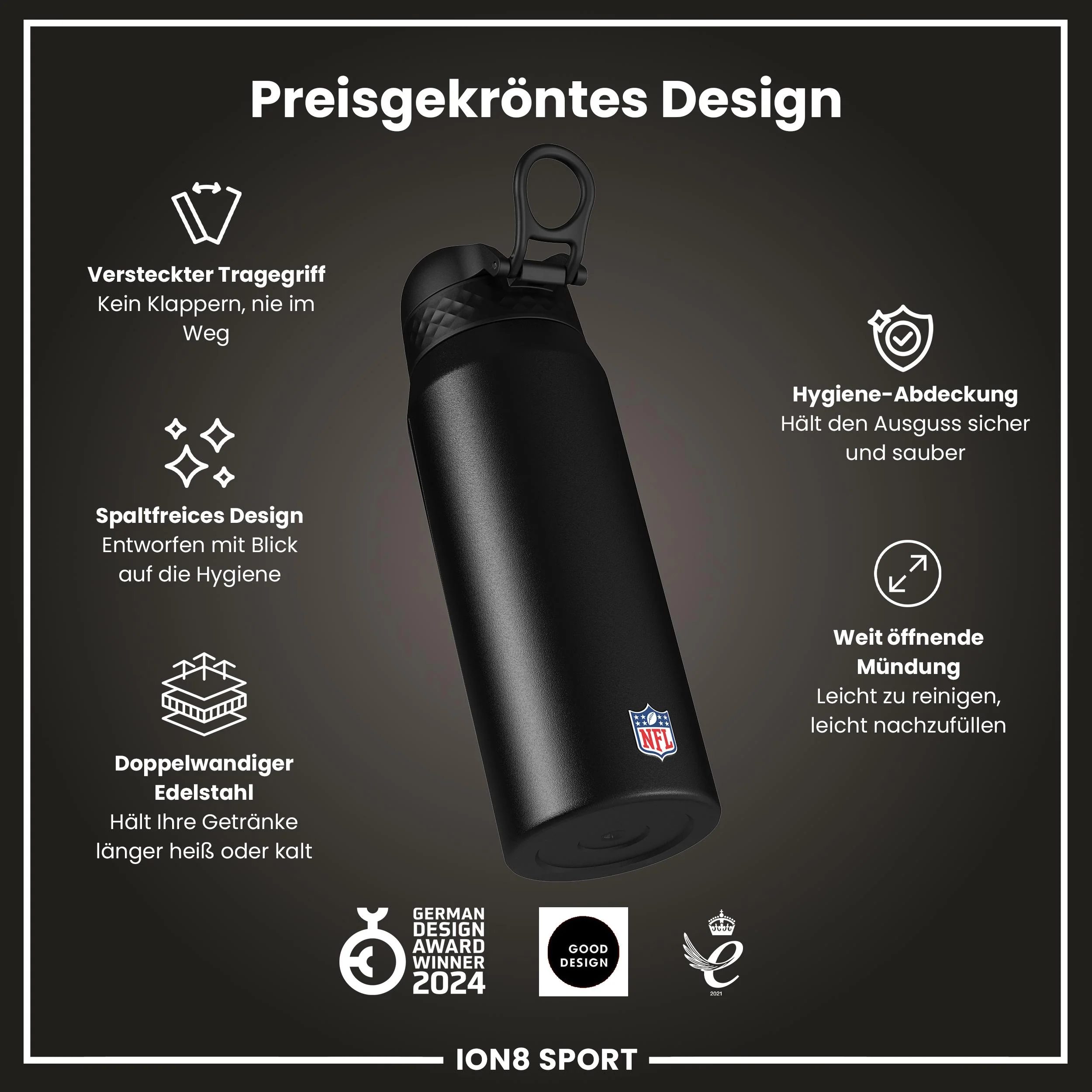 NFL x ION8, Isolierte Edelstahl, Commanders, 750 ml - Image 6