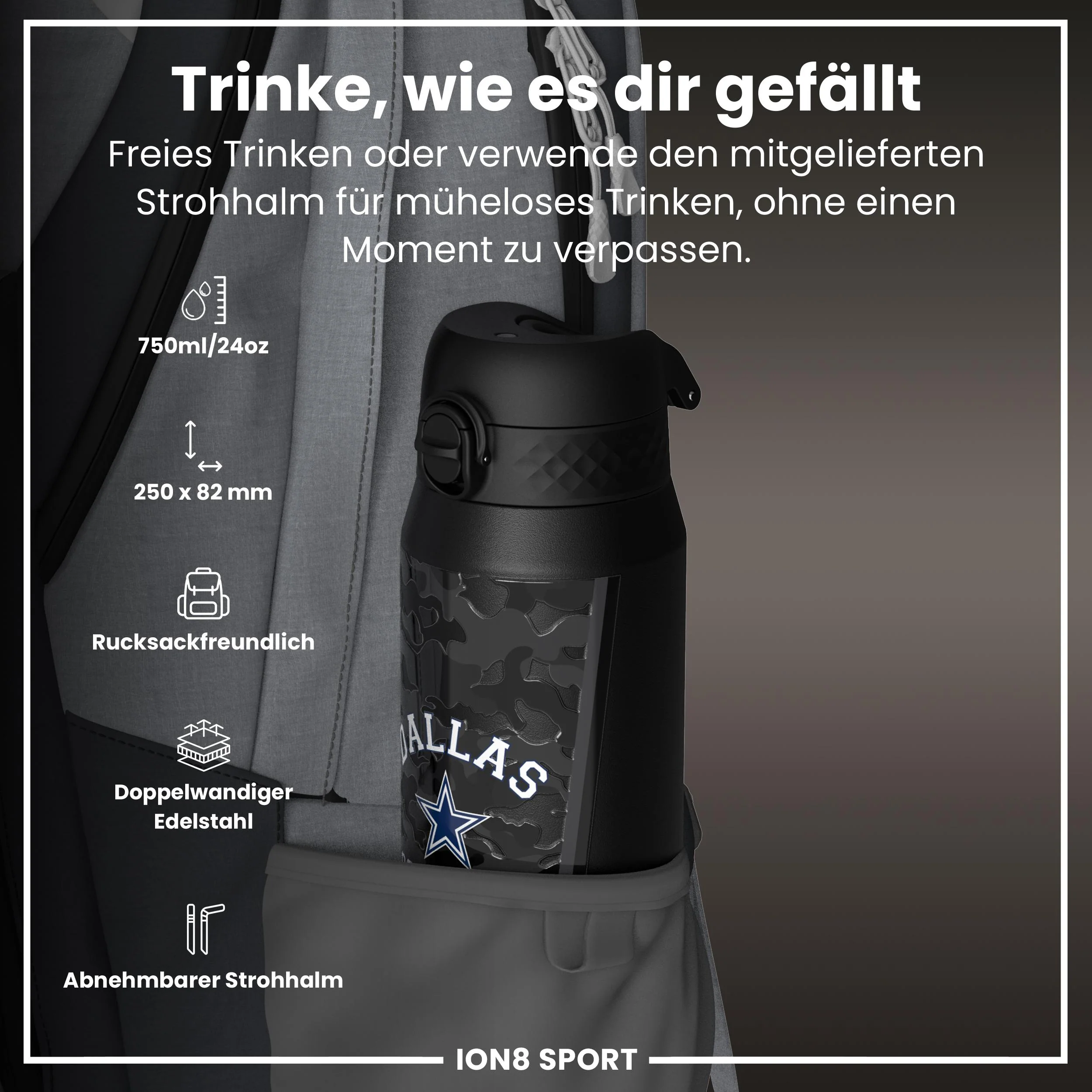 NFL x ION8, Isolierte Edelstahl, Cowboys, 750 ml - Image 2