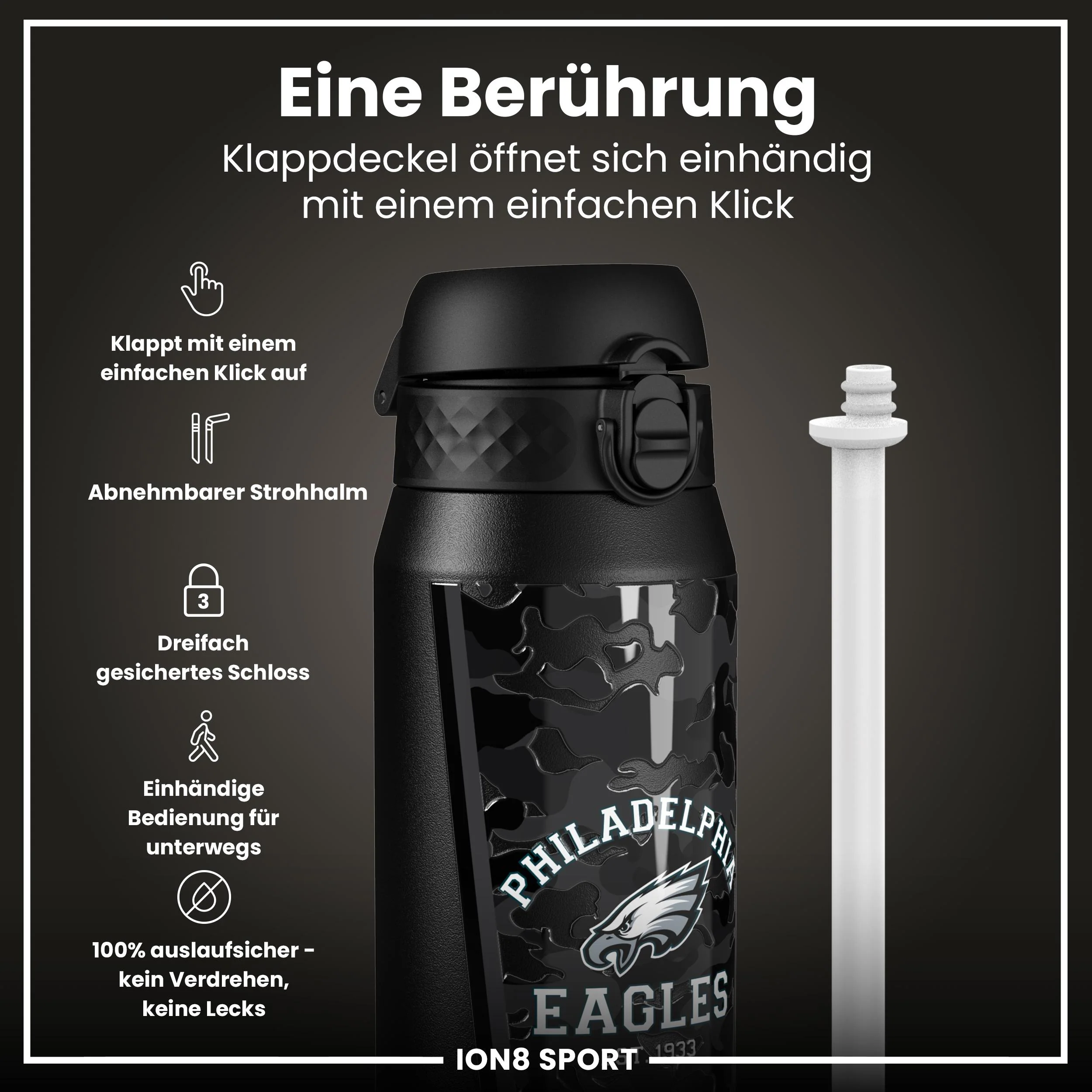 NFL x ION8, Isolierte Edelstahl, Eagles, 750 ml - Image 3