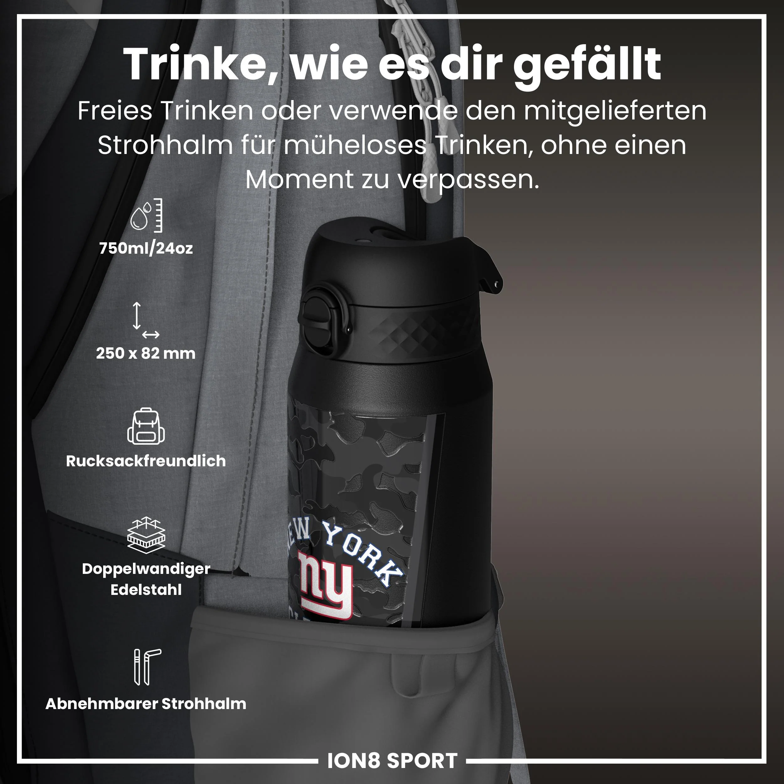 NFL x ION8, Isolierte Edelstahl, Giants, 750 ml - Image 2