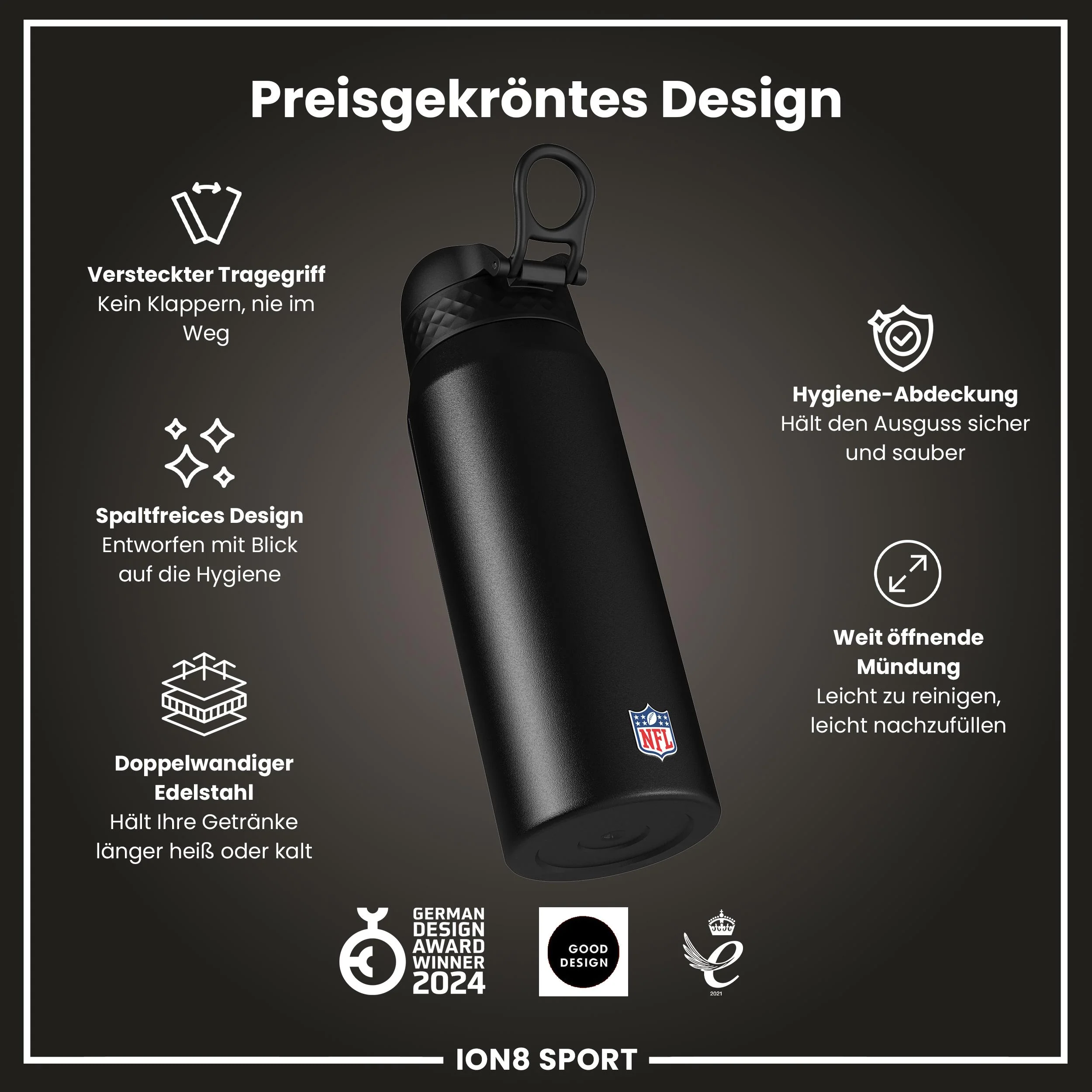 NFL x ION8, Isolierte Edelstahl, Jaguars, 750 ml - Image 6
