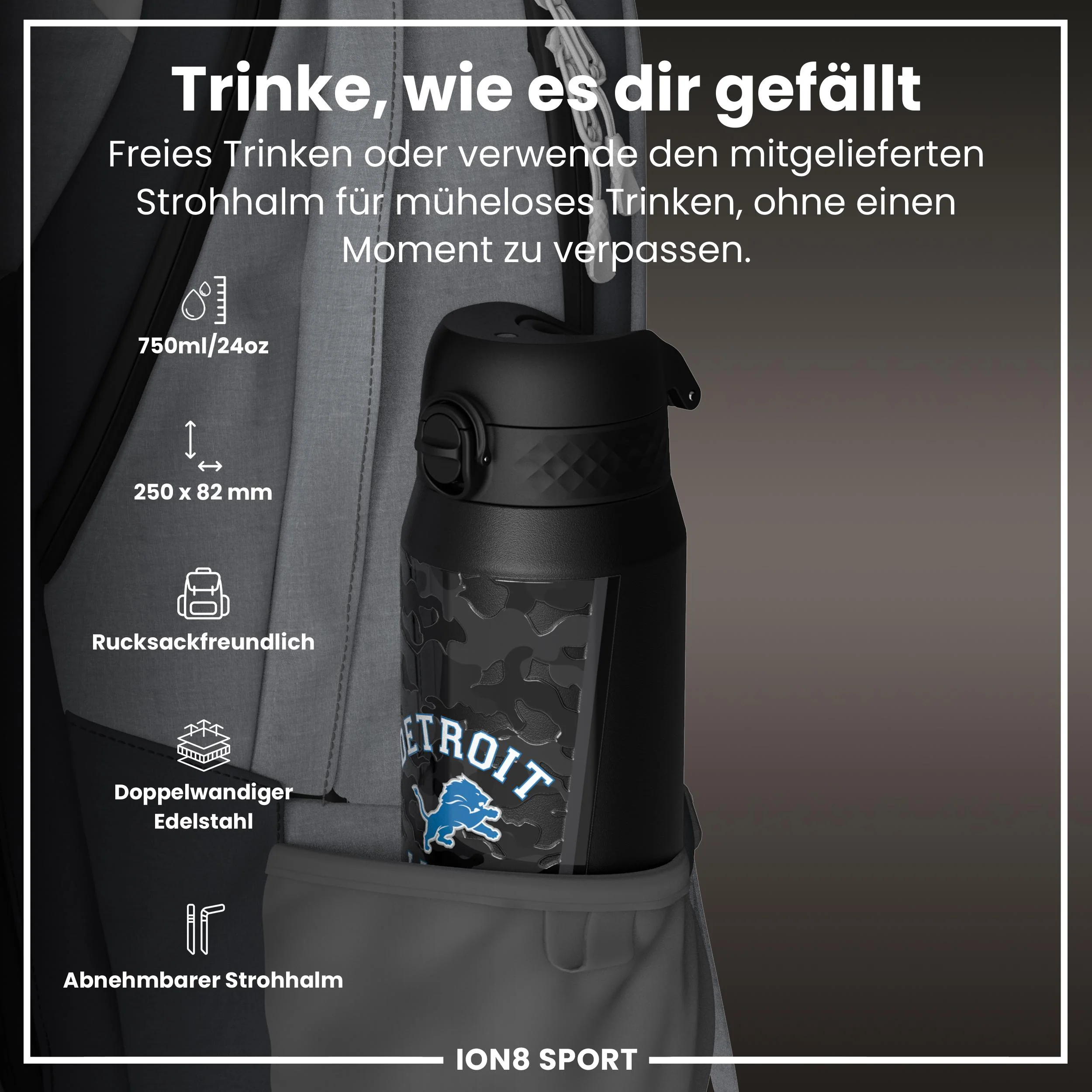 NFL x ION8, Isolierte Edelstahl, Lions, 750 ml - Image 2