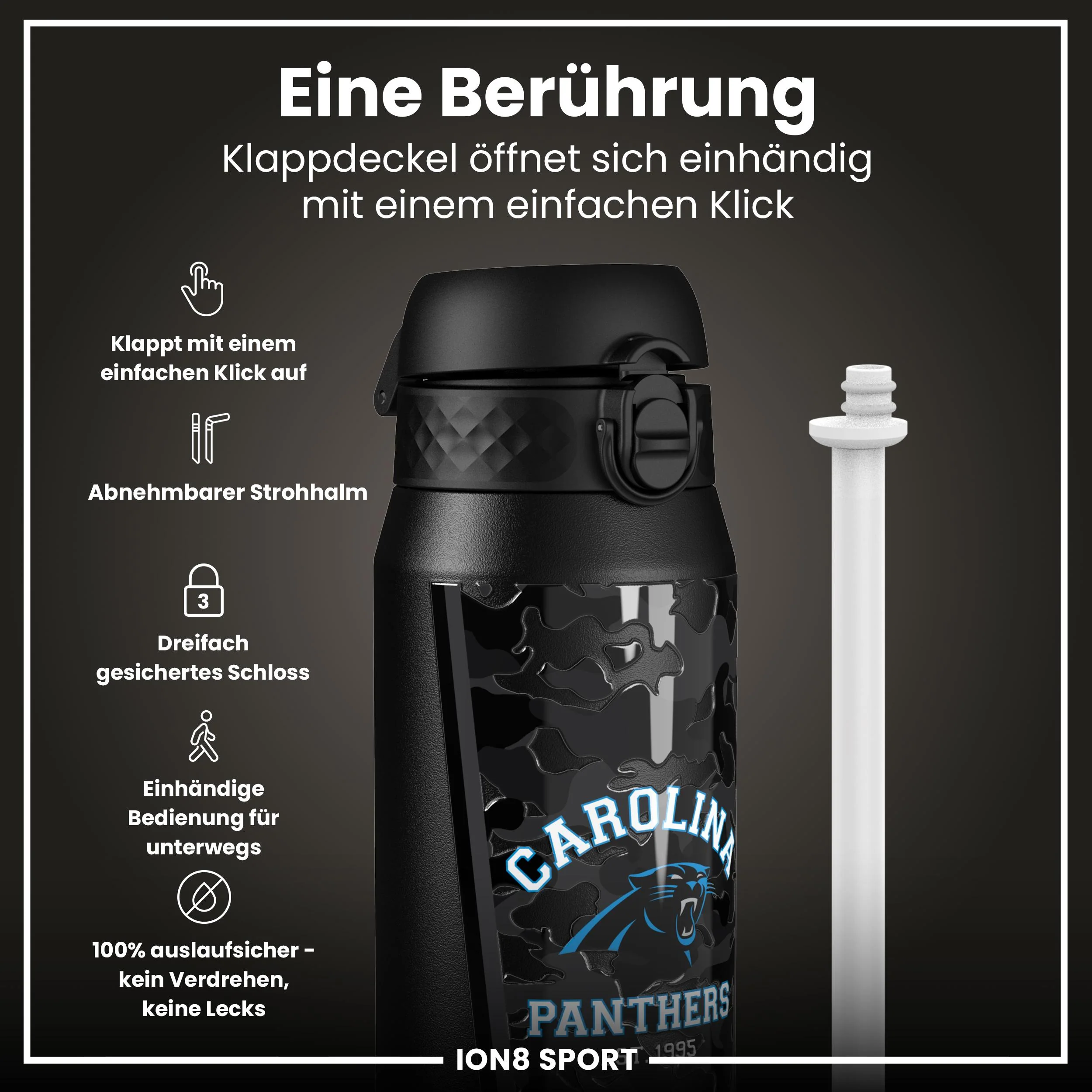 NFL x ION8, Isolierte Edelstahl, Panthers, 750 ml - Image 3
