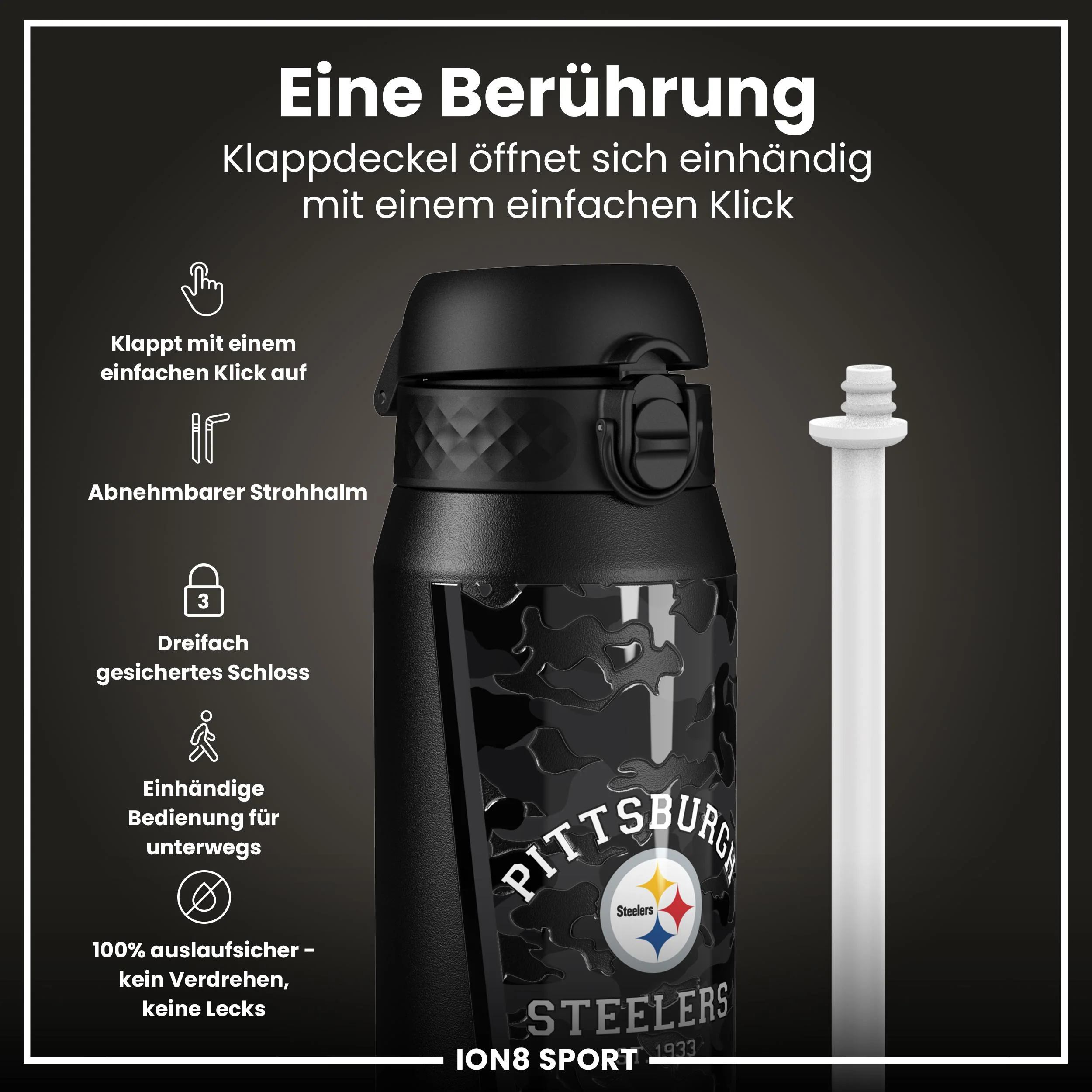 NFL x ION8, Isolierte Edelstahl, Steelers, 750 ml - Image 3