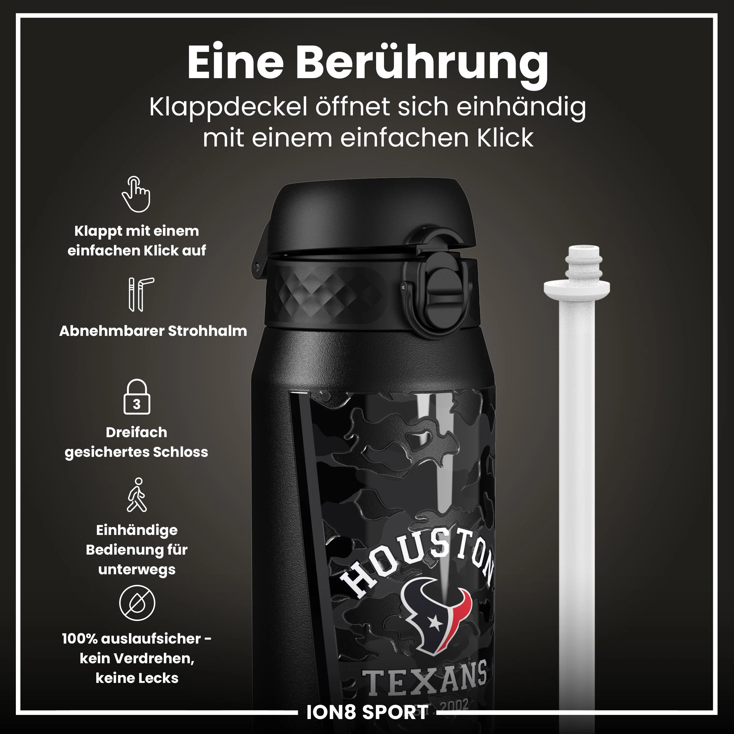NFL x ION8, Isolierte Edelstahl, Texans, 750 ml - Image 3