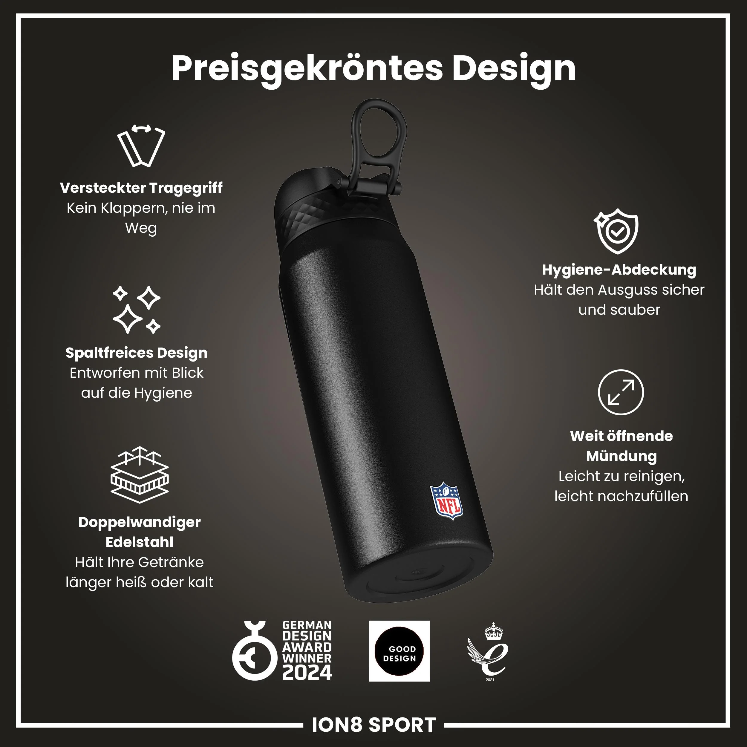 NFL x ION8, Isolierte Edelstahl, Texans, 750 ml - Image 6