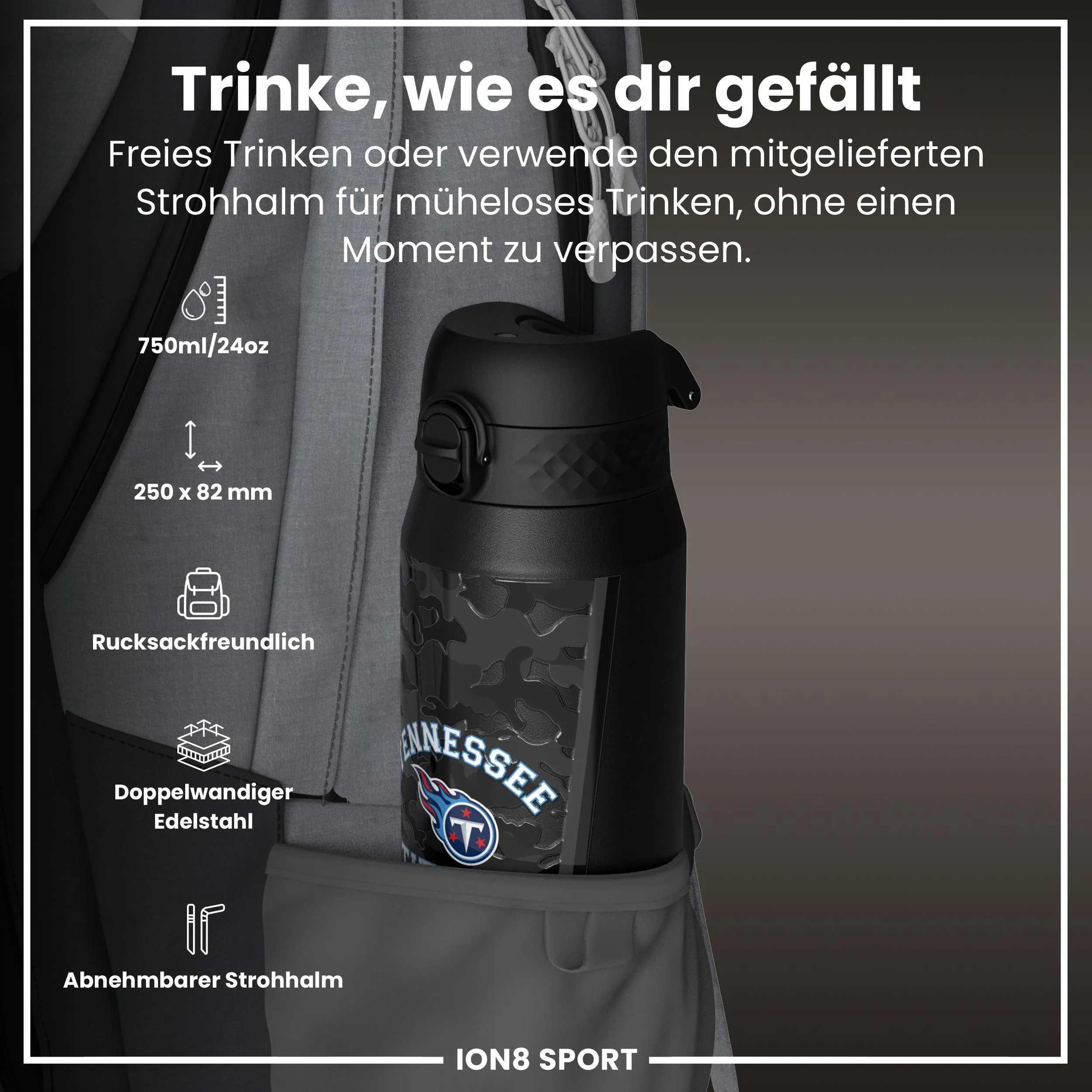 NFL x ION8, Isolierte Edelstahl, Titans, 750 ml - Image 2