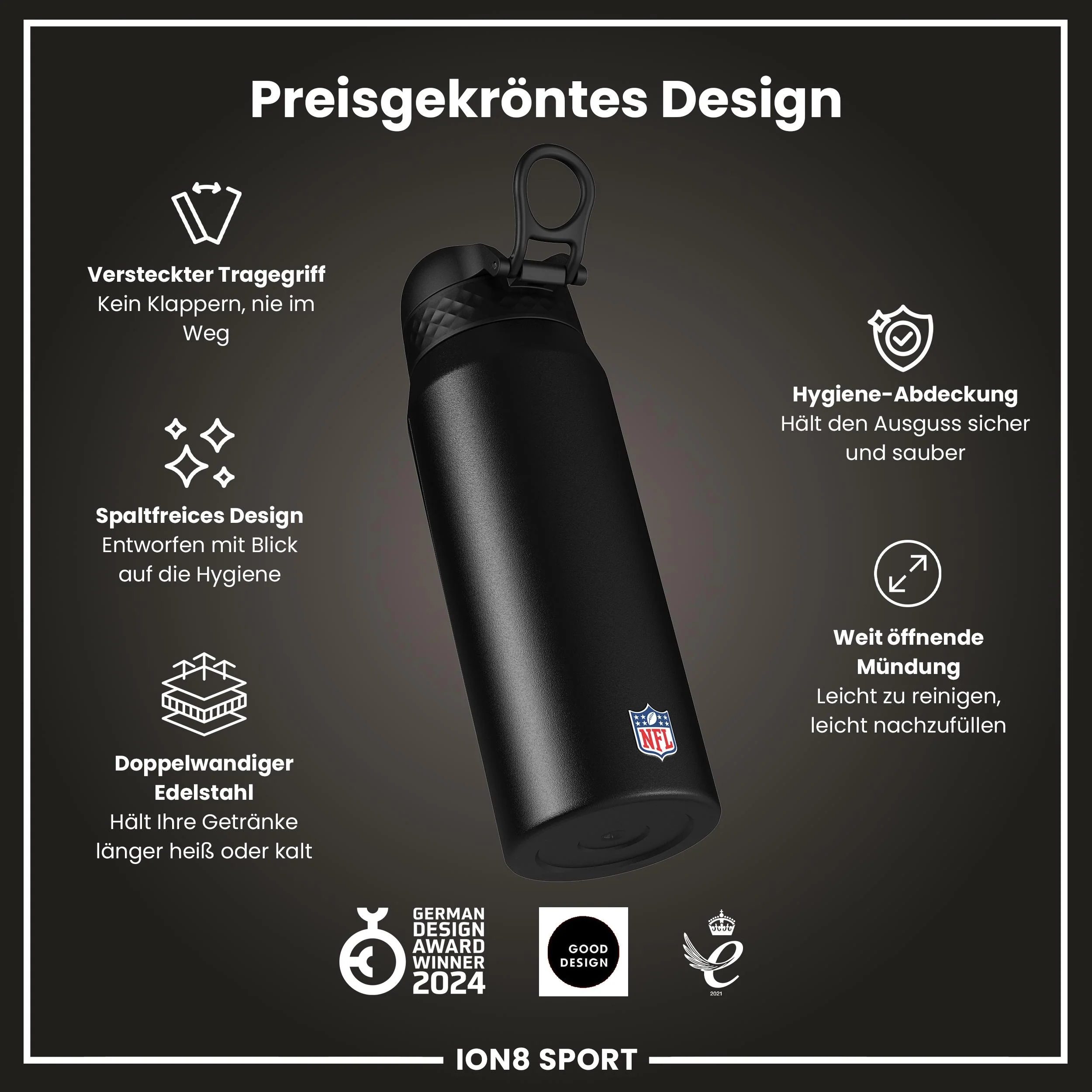 NFL x ION8, Isolierte Edelstahl, Titans, 750 ml - Image 6