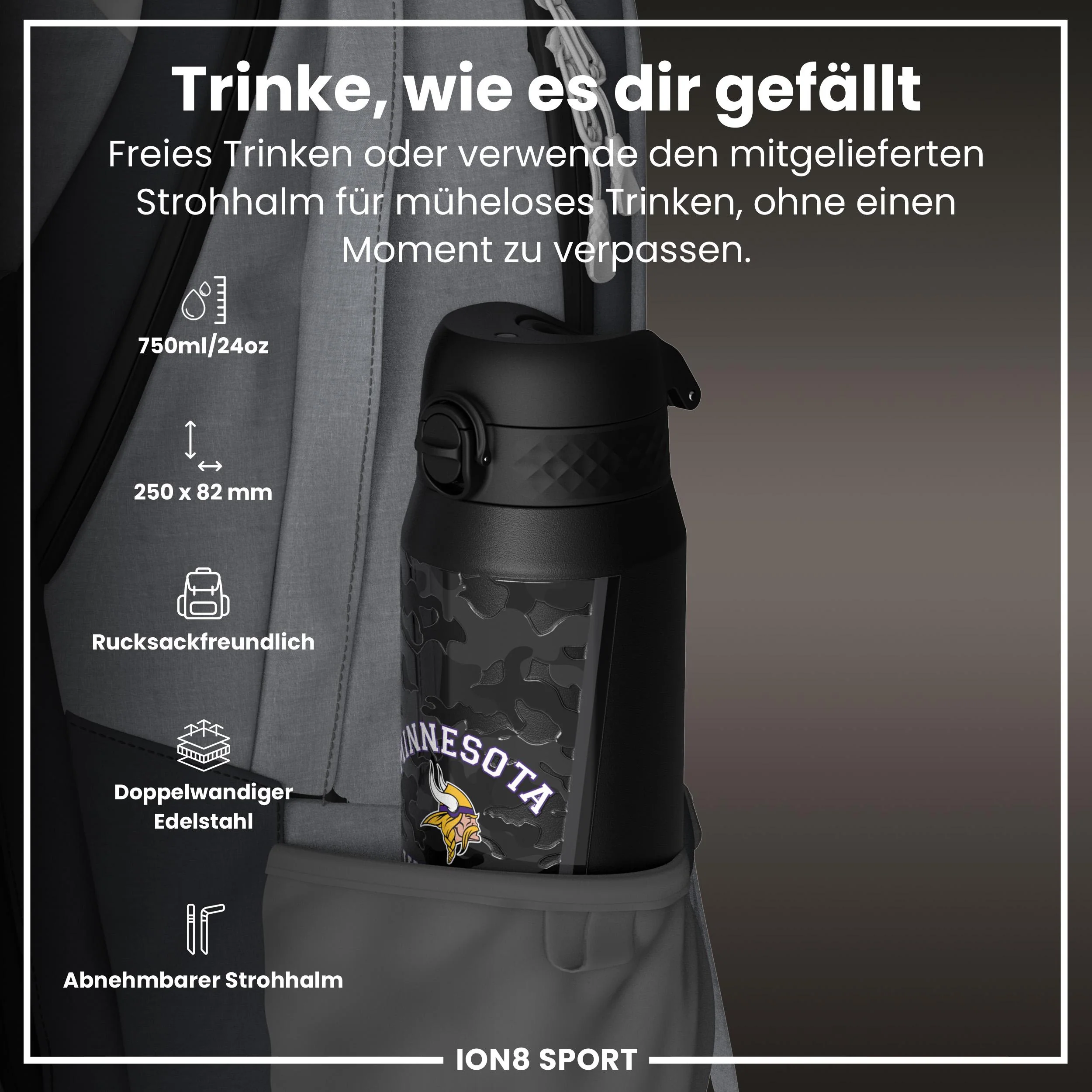 NFL x ION8, Isolierte Edelstahl, Vikings, 750 ml - Image 2
