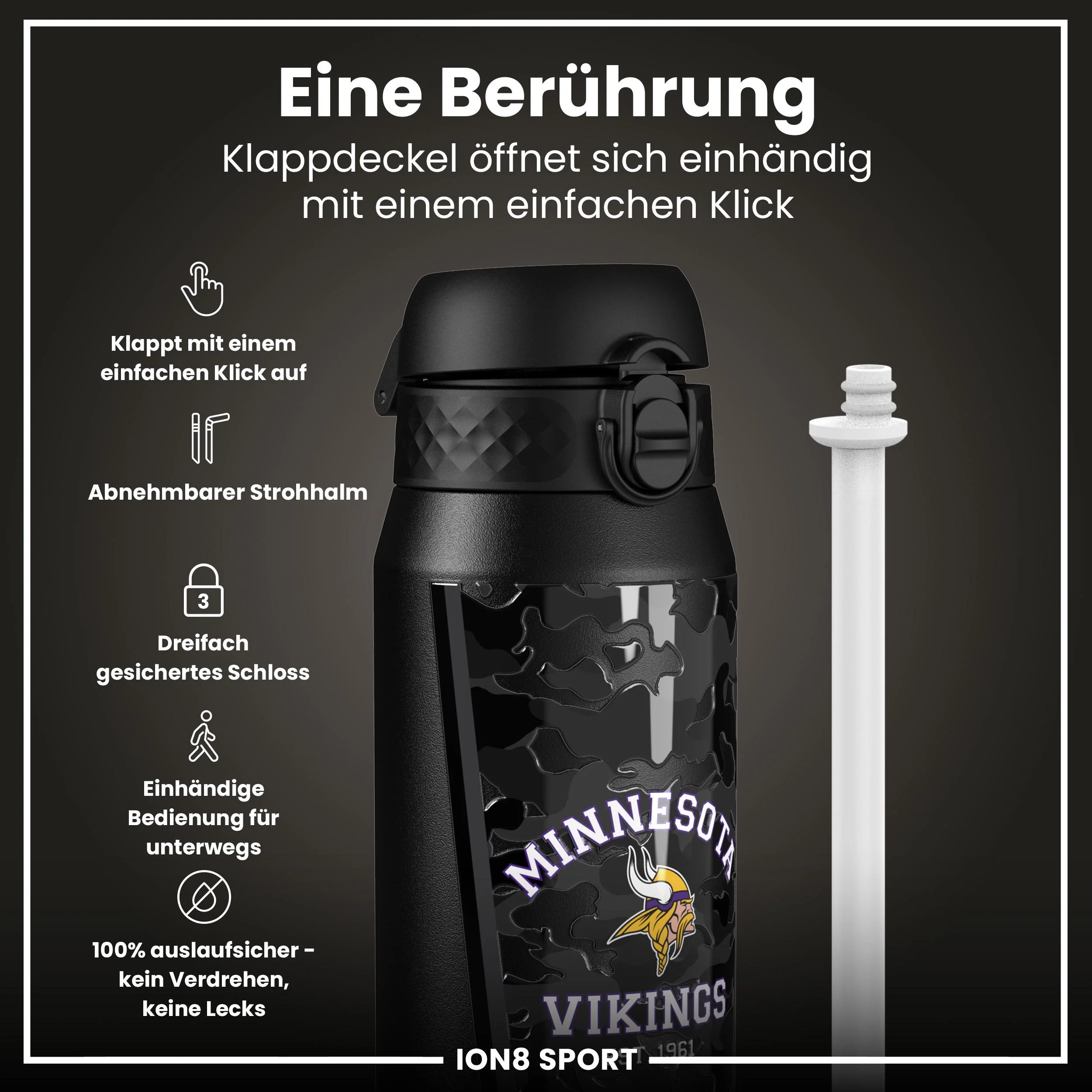 NFL x ION8, Isolierte Edelstahl, Vikings, 750 ml - Image 3