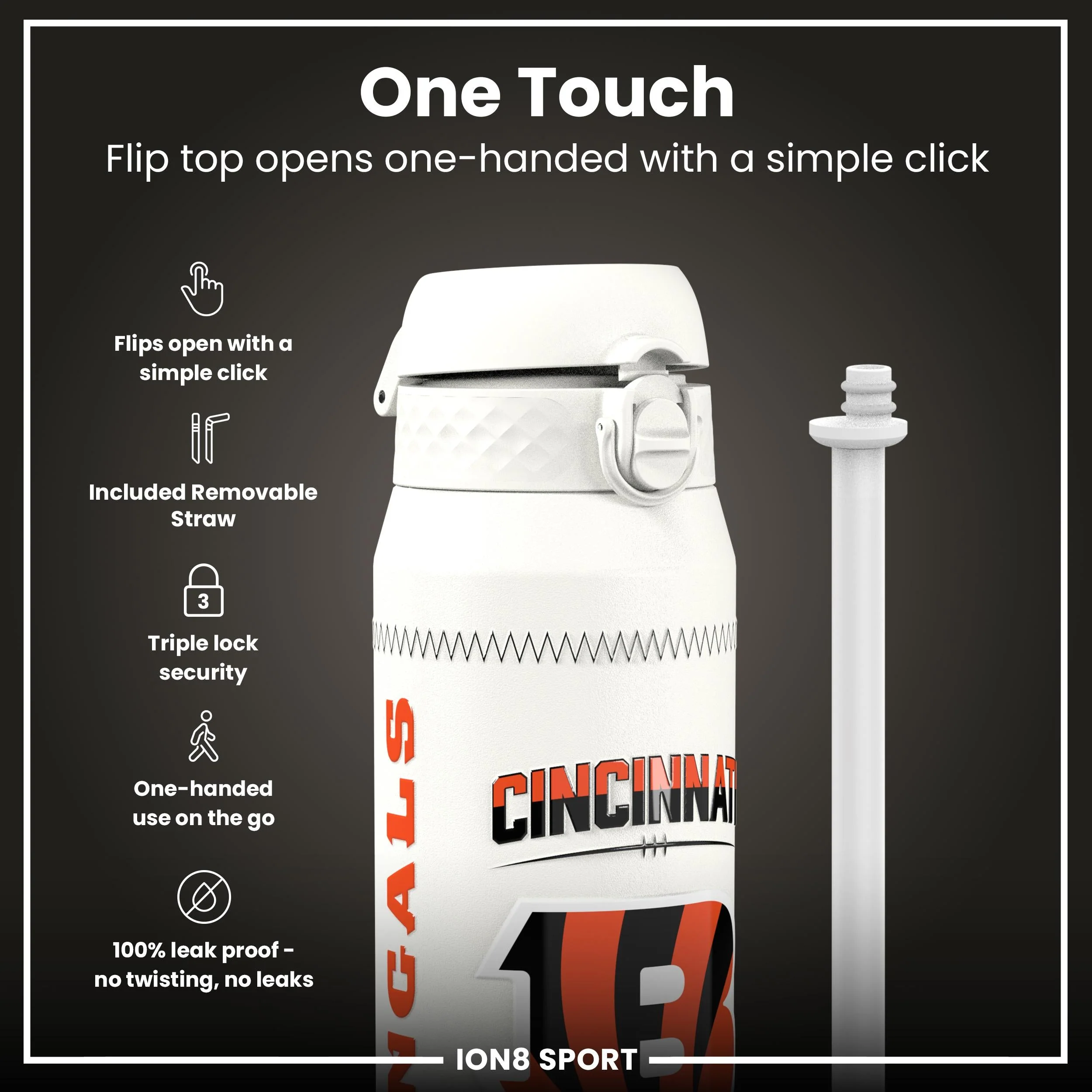 NFL x ION8, Isolierte Edelstahl, Burrow Bengals, 750 ml - Image 3