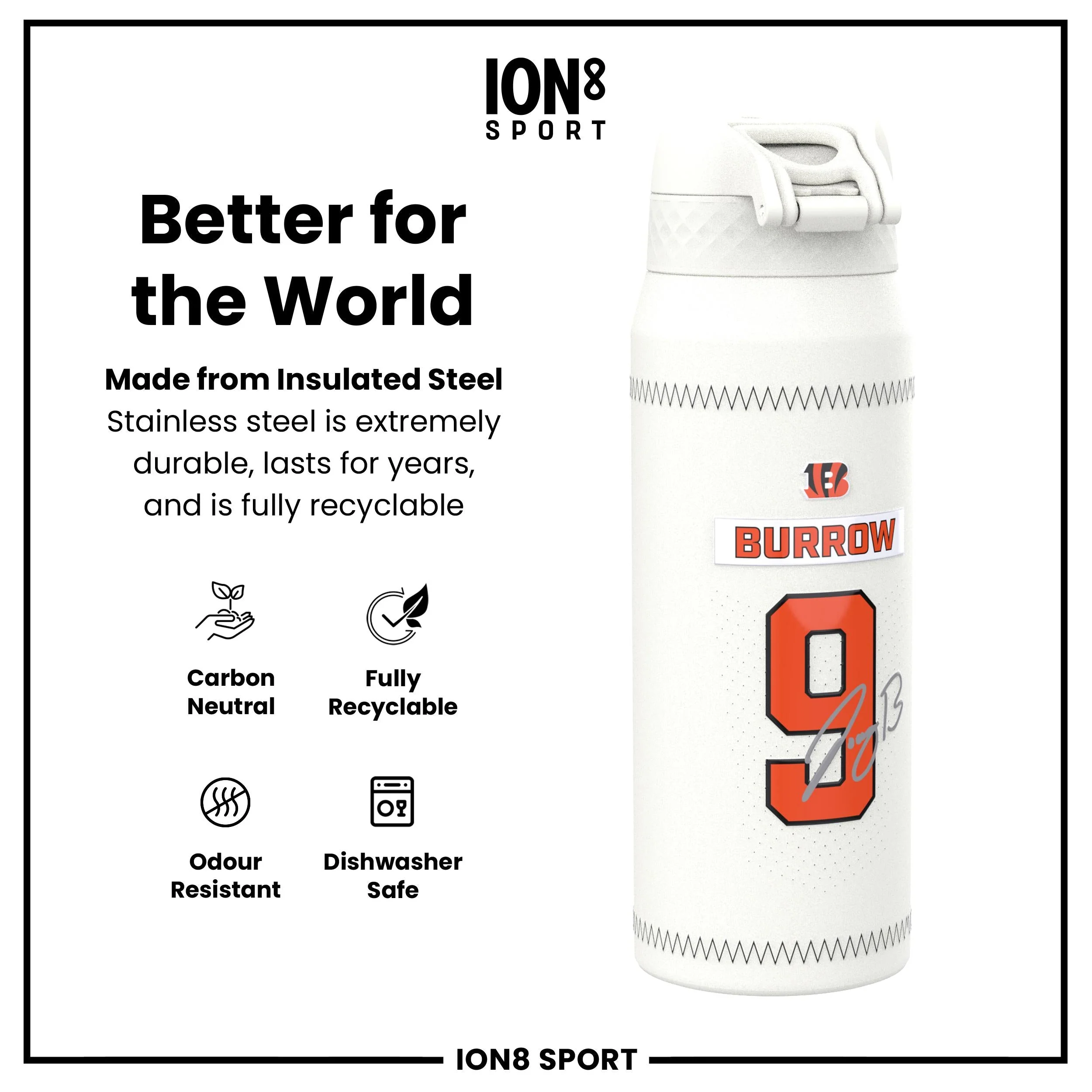 NFL x ION8, Isolierte Edelstahl, Burrow Bengals, 750 ml - Image 5