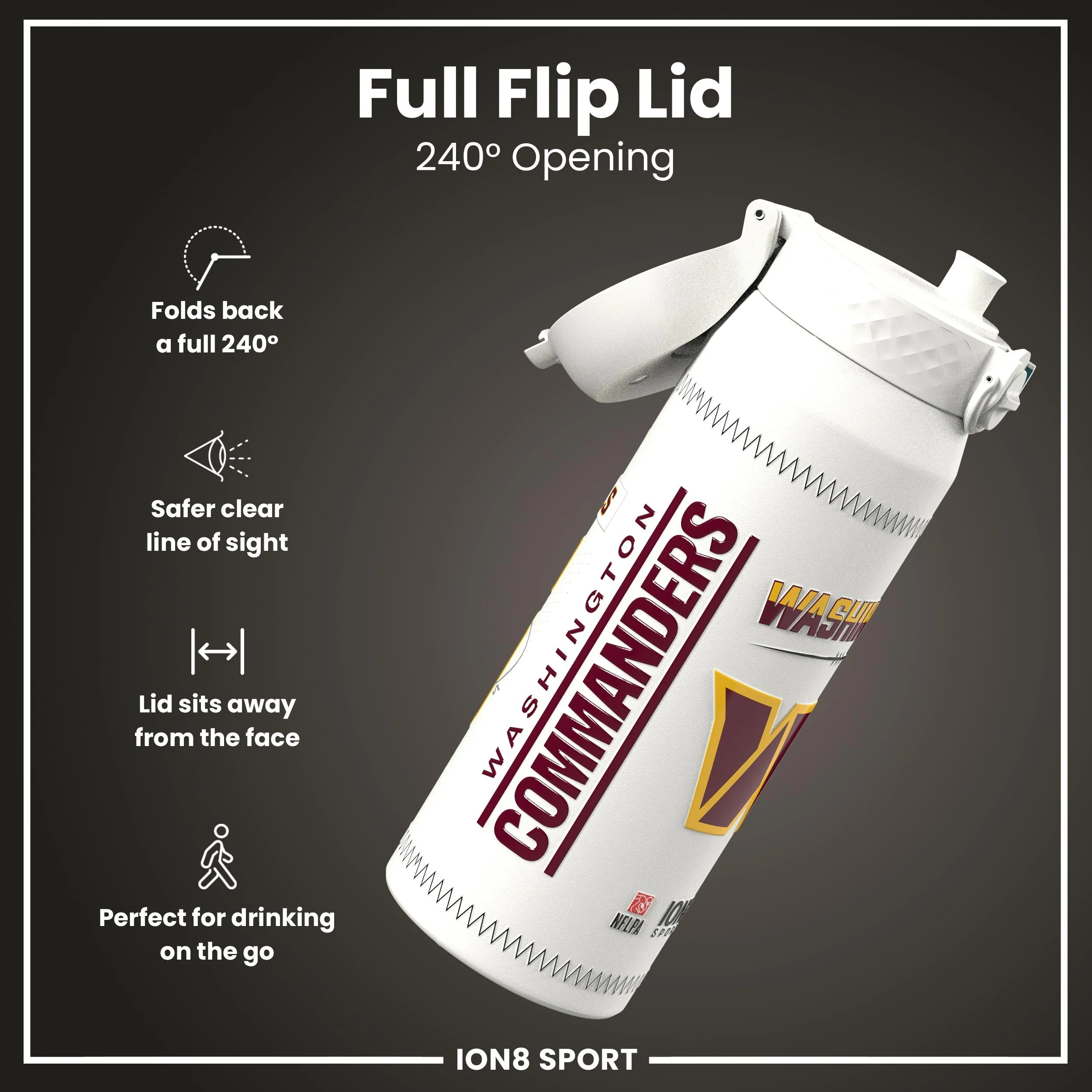 NFL x ION8, Isolierte Edelstahl, Daniels Commanders, 750 ml - Image 4
