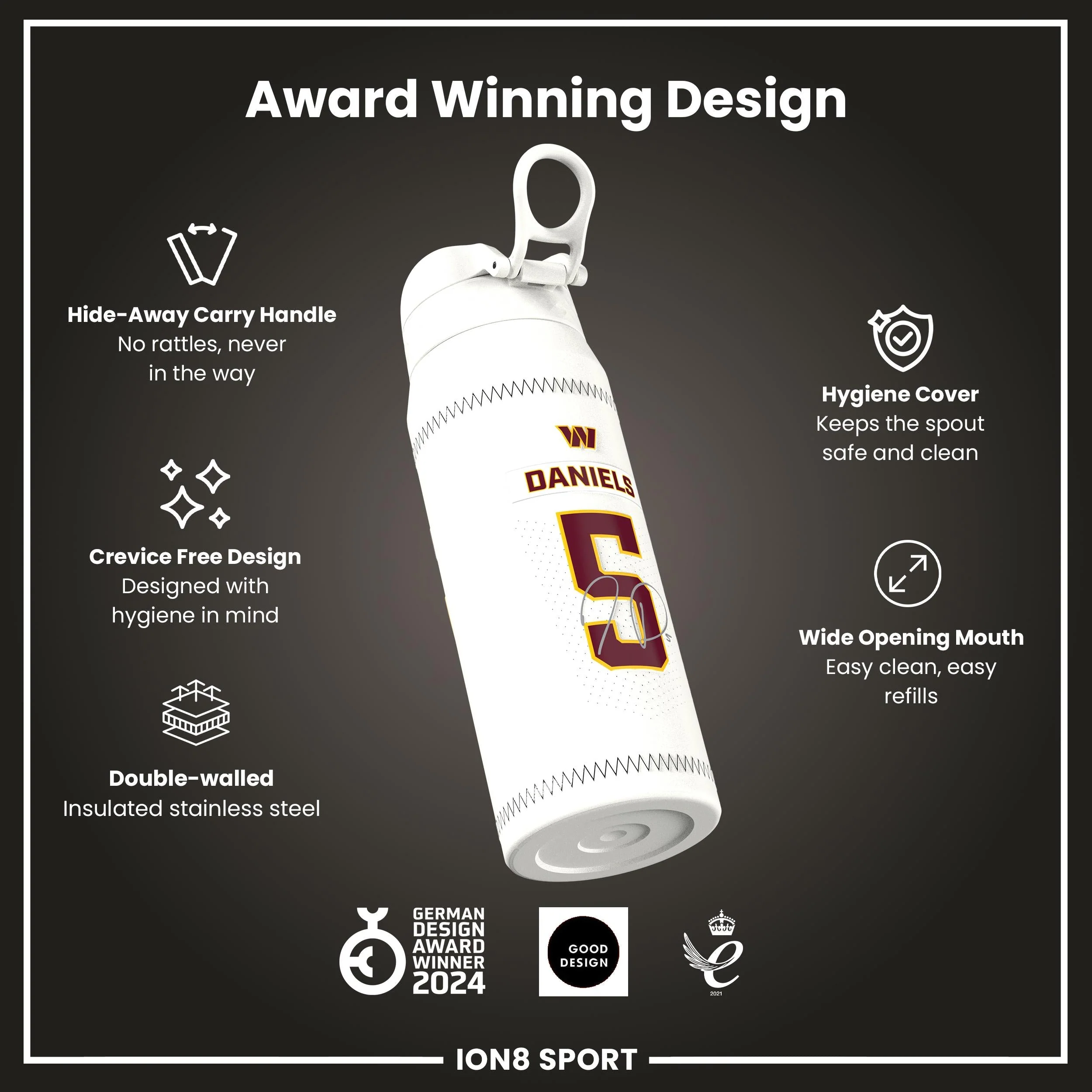 NFL x ION8, Isolierte Edelstahl, Daniels Commanders, 750 ml - Image 6