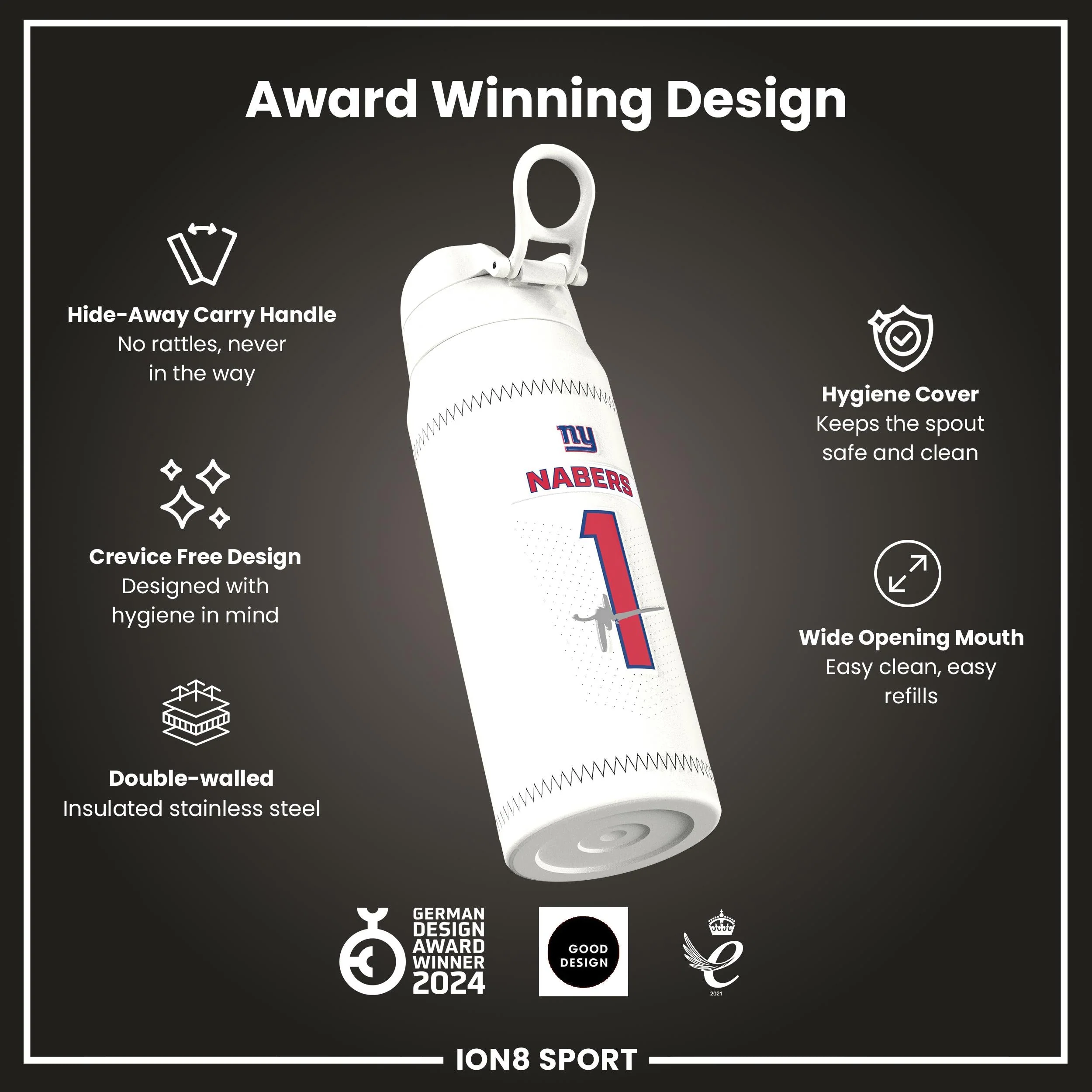 NFL x ION8, Isolierte Edelstahl, Nabers Giants, 750 ml - Image 6