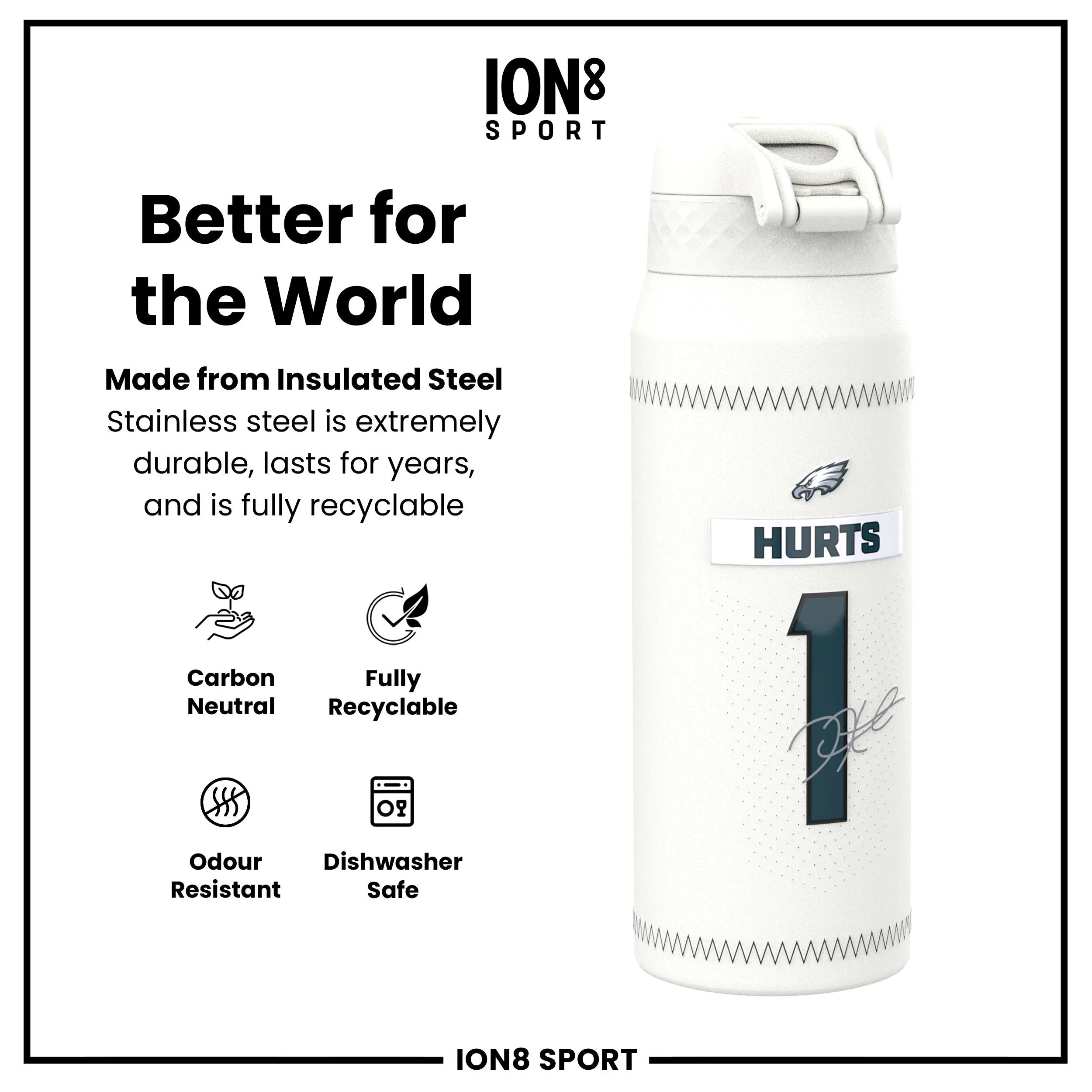 NFL x ION8, Isolierte Edelstahl, Hurts Eagles, 750 ml - Image 5