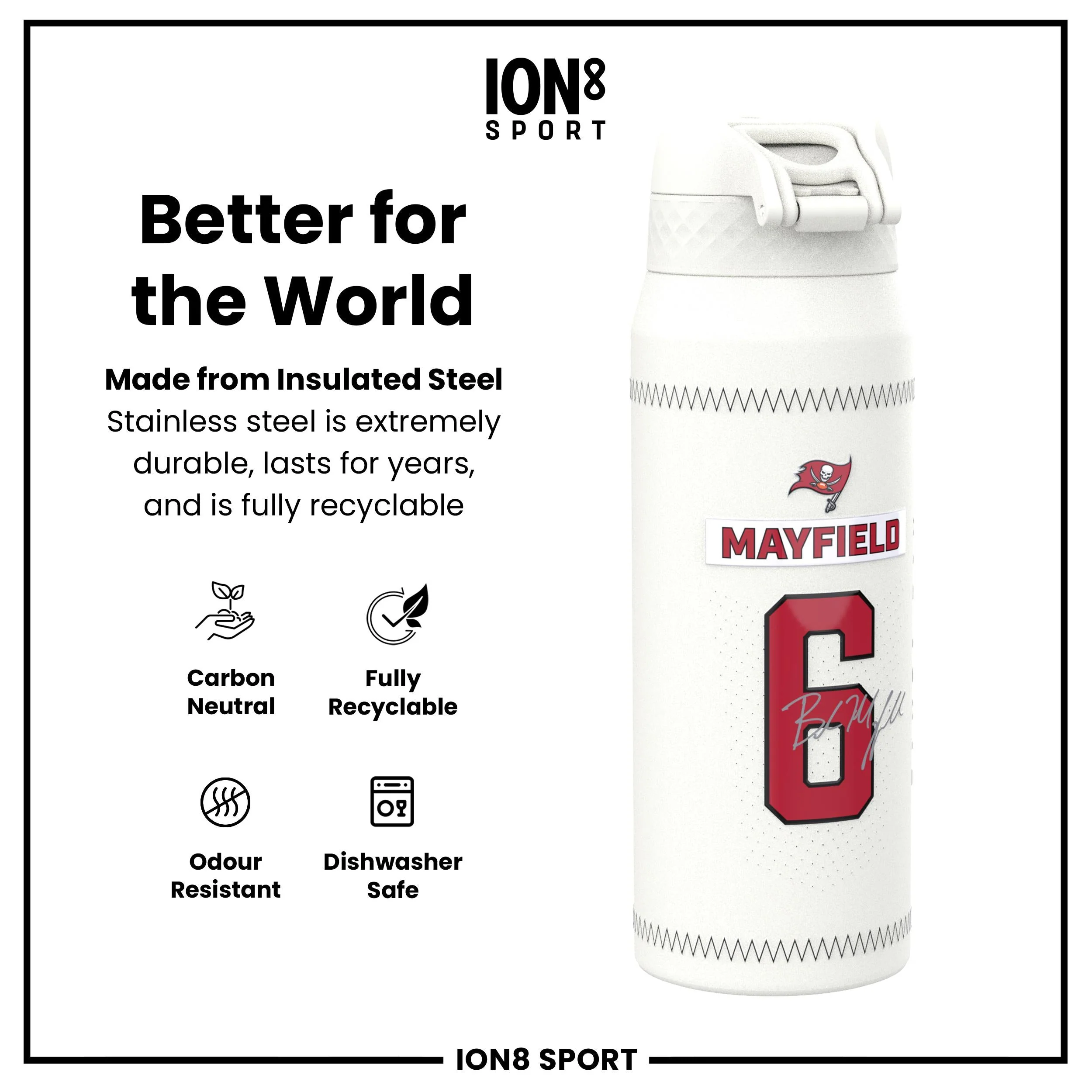 NFL x ION8, Isolierte Edelstahl, Mayfield Buccaneers, 750 ml - Image 5