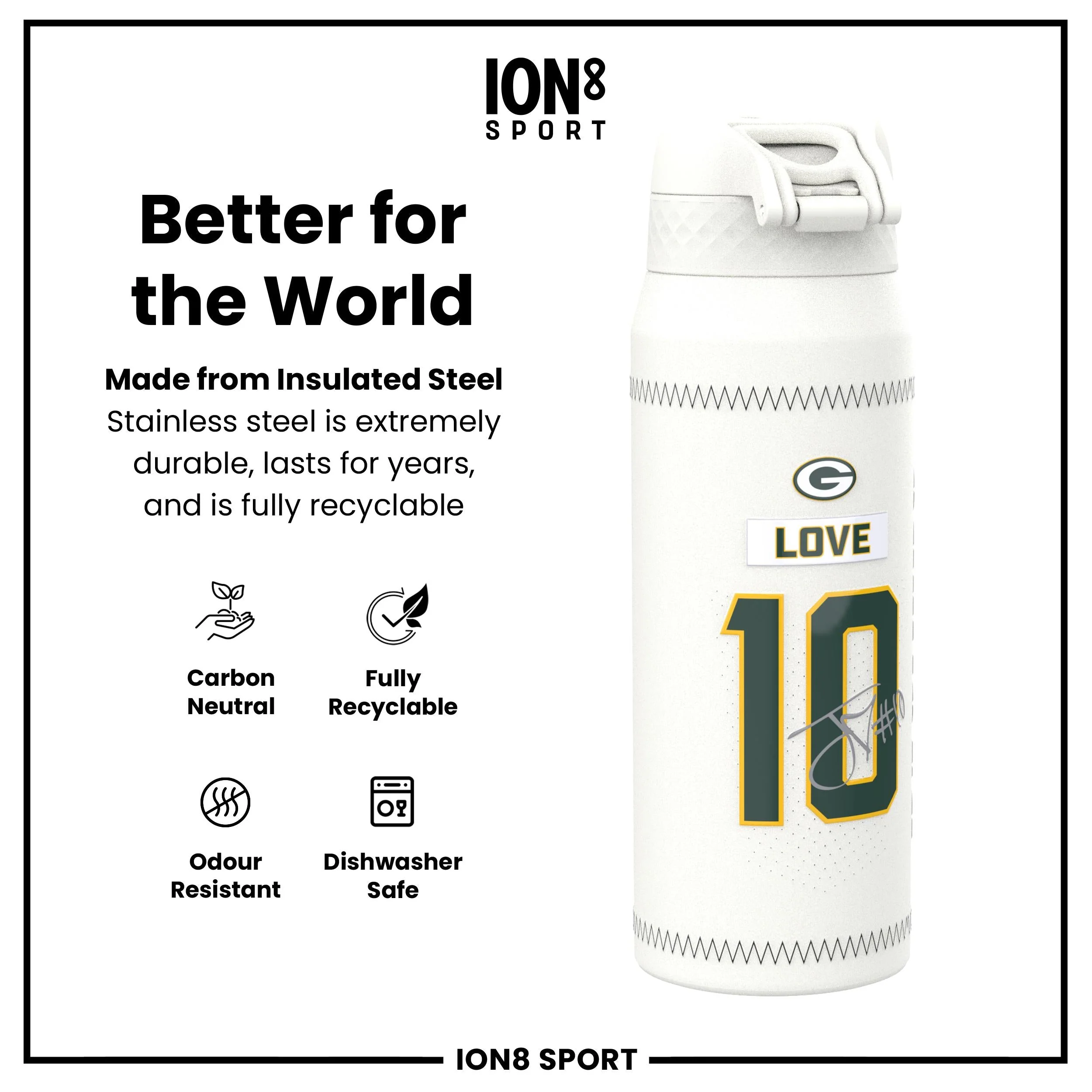 NFL x ION8, Isolierte Edelstahl, Love Packers, 750 ml - Image 5