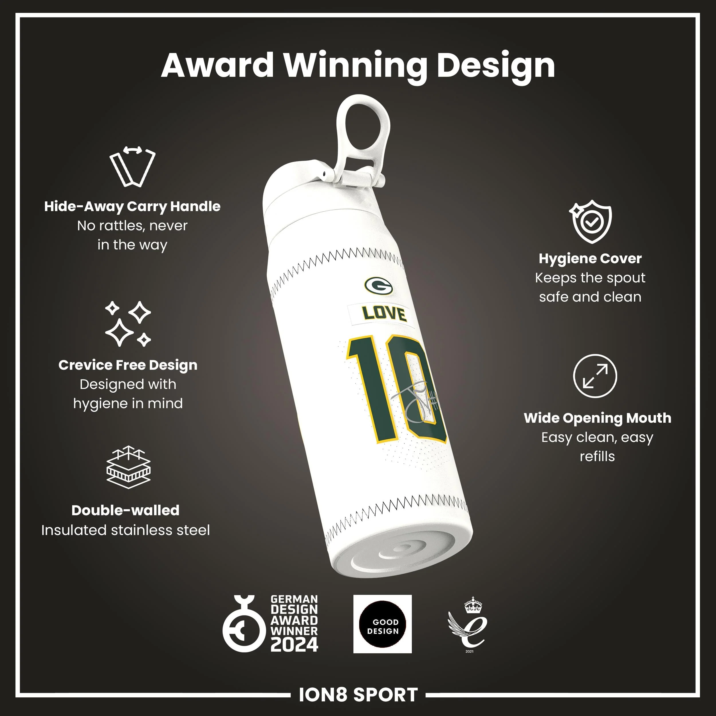NFL x ION8, Isolierte Edelstahl, Love Packers, 750 ml - Image 6