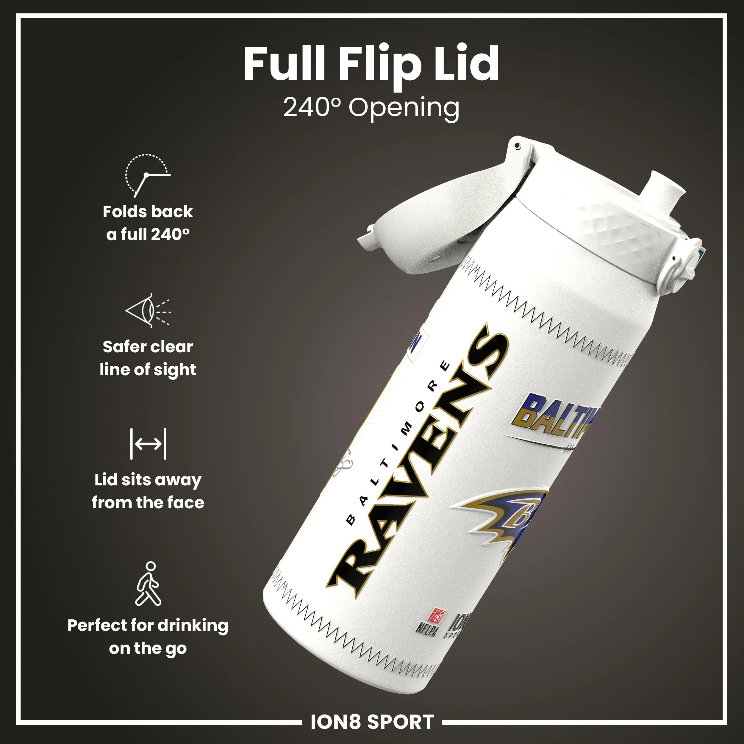 NFL x ION8, Isolierte Edelstahl, Lamar Ravens, 750 ml - Image 4