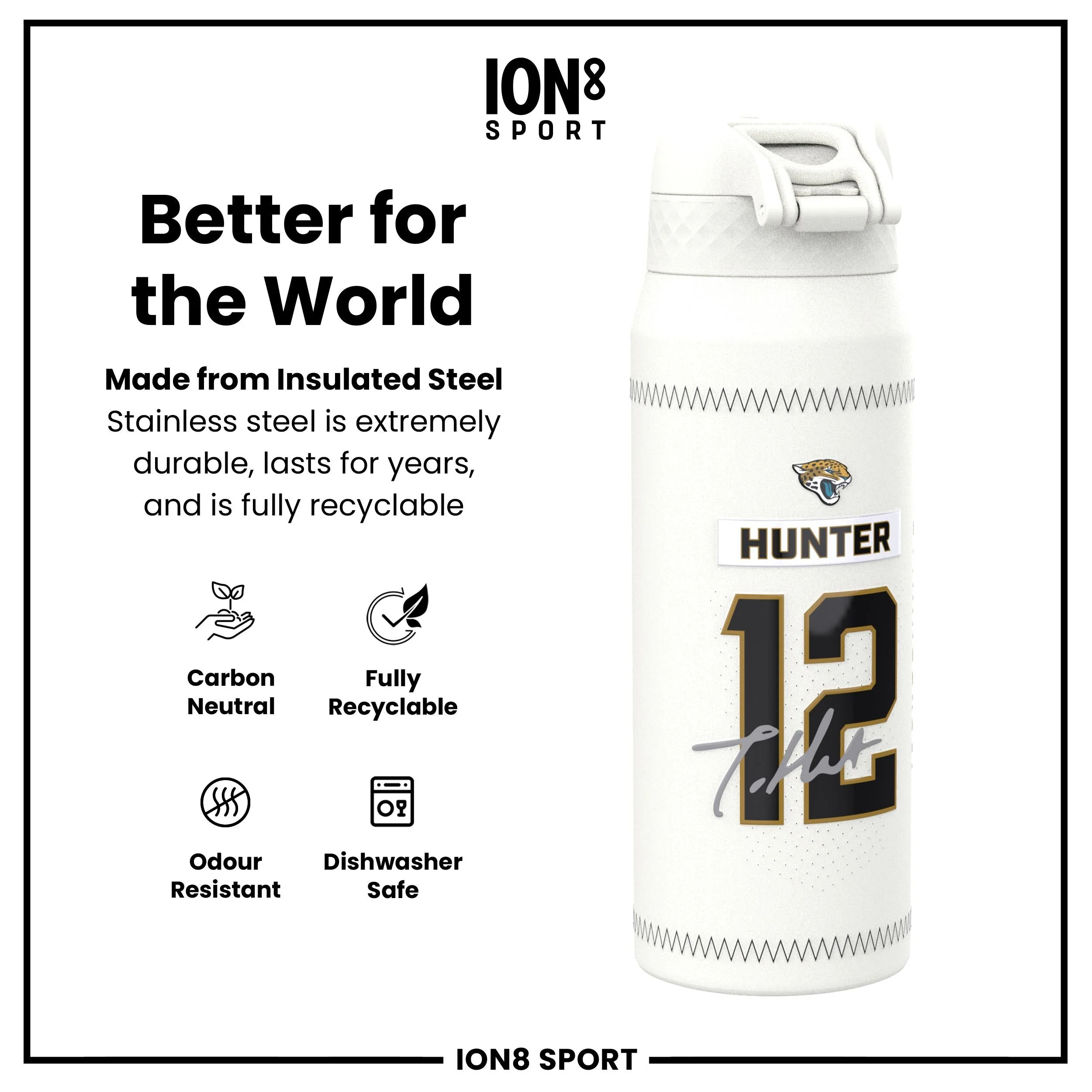 NFL x ION8, Isolierte Edelstahl, Hunter Jaguars, 750 ml - Image 5