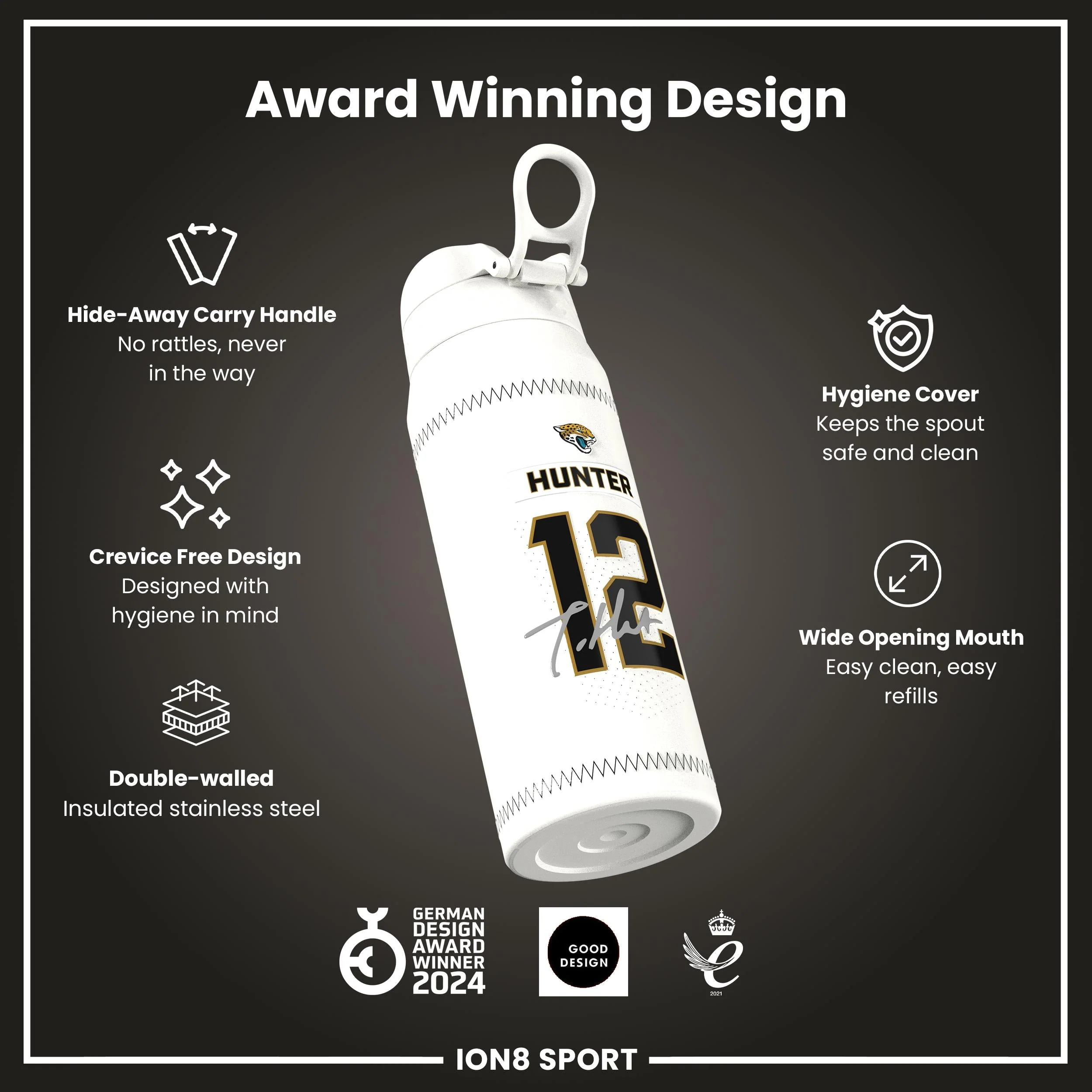 NFL x ION8, Isolierte Edelstahl, Hunter Jaguars, 750 ml - Image 6