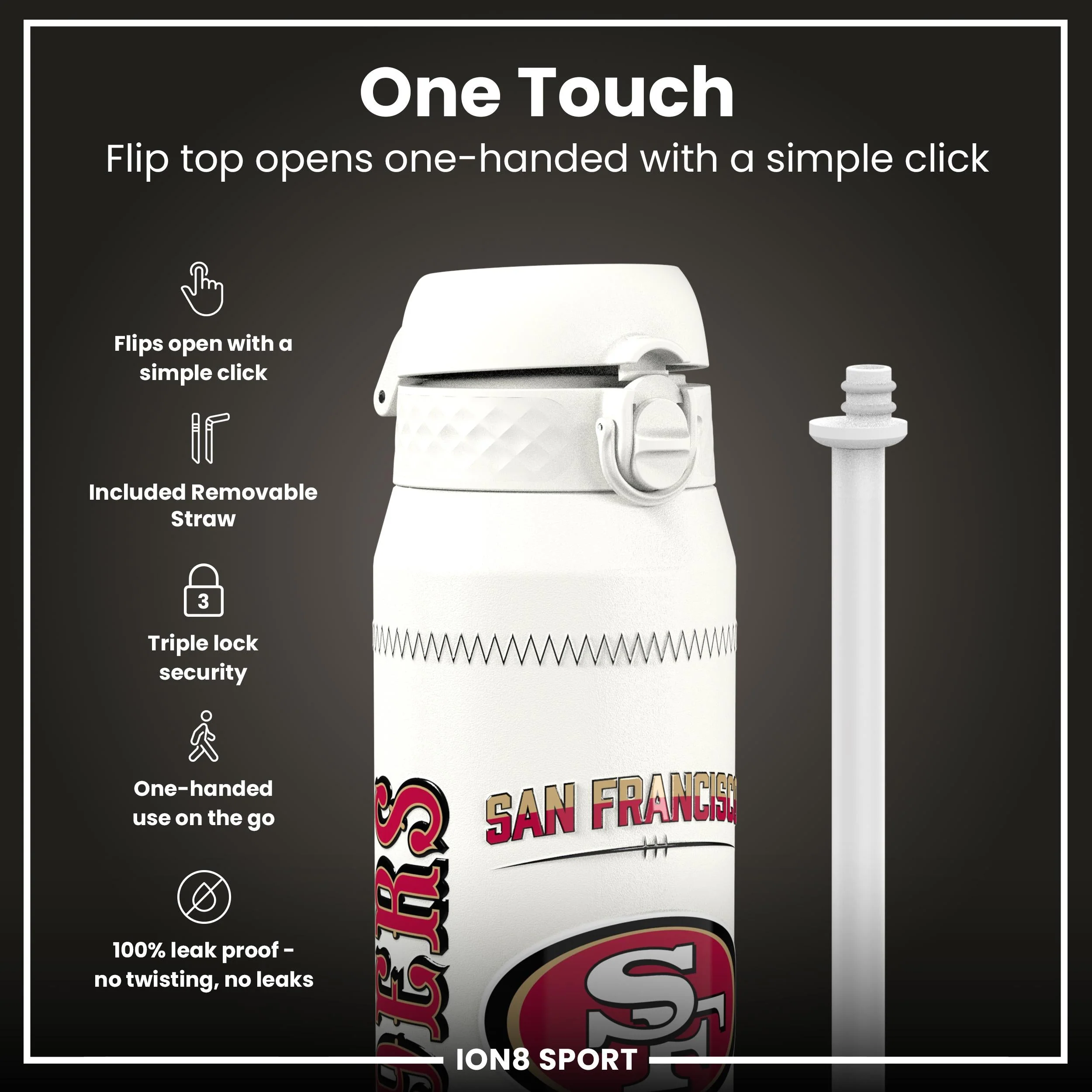NFL x ION8, Isolierte Edelstahl, Purdy 49ers, 750 ml - Image 3