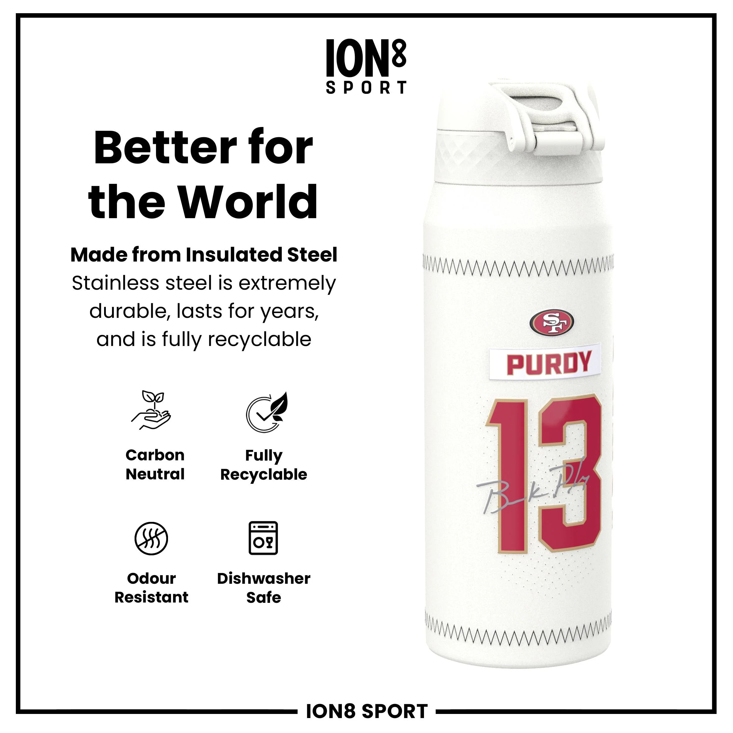NFL x ION8, Isolierte Edelstahl, Purdy 49ers, 750 ml - Image 5