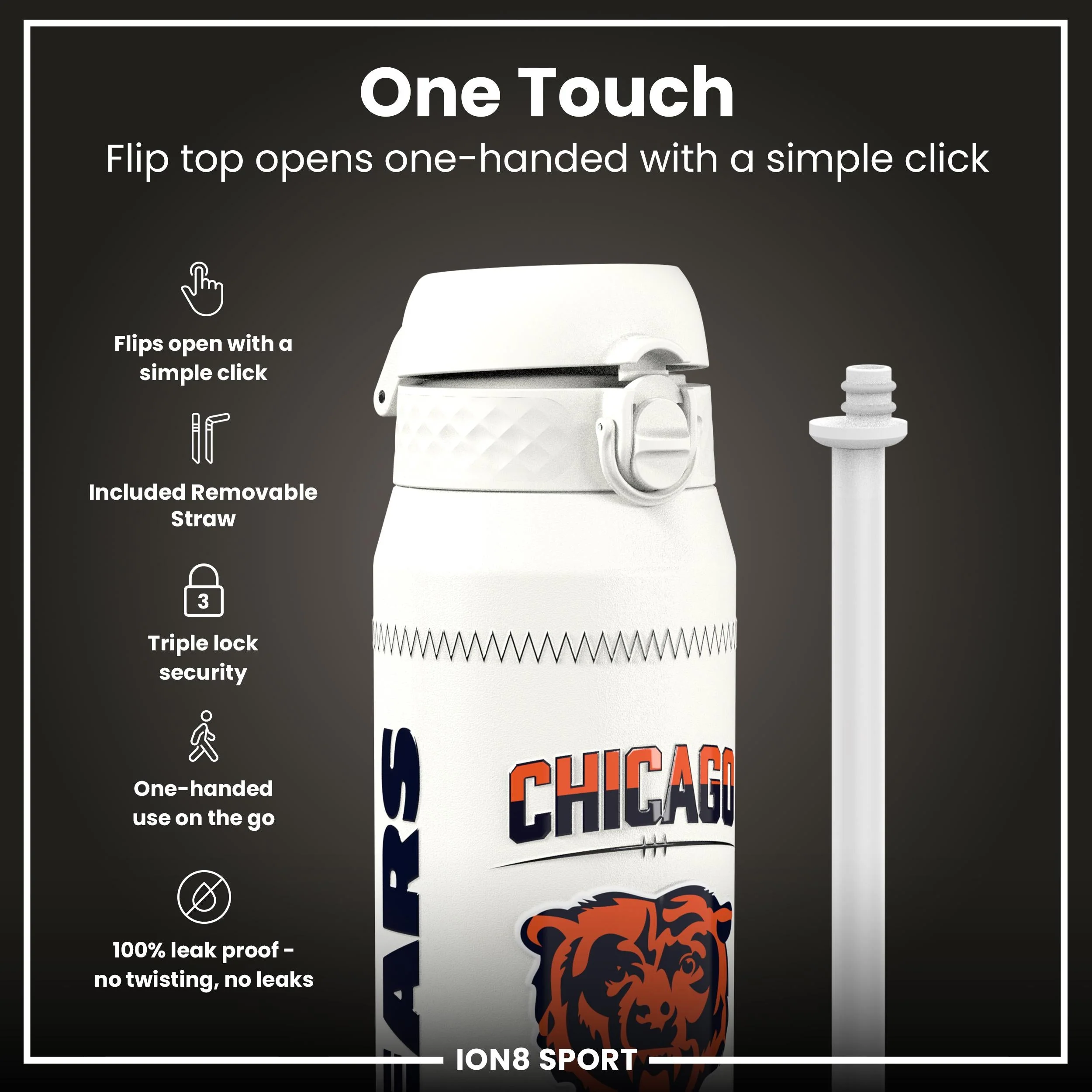 NFL x ION8, Isolierte Edelstahl, Williams Bears, 750 ml - Image 3