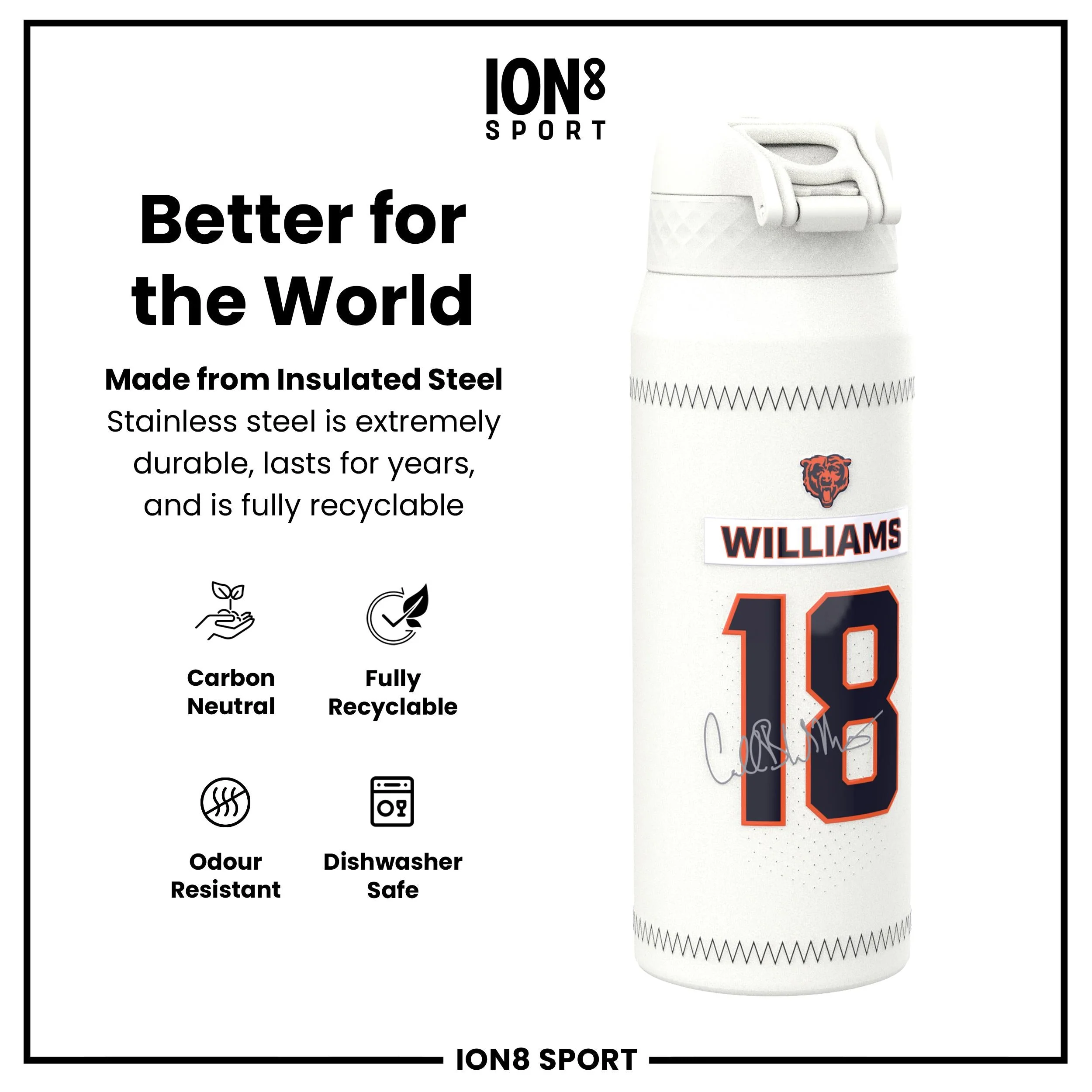 NFL x ION8, Isolierte Edelstahl, Williams Bears, 750 ml - Image 5