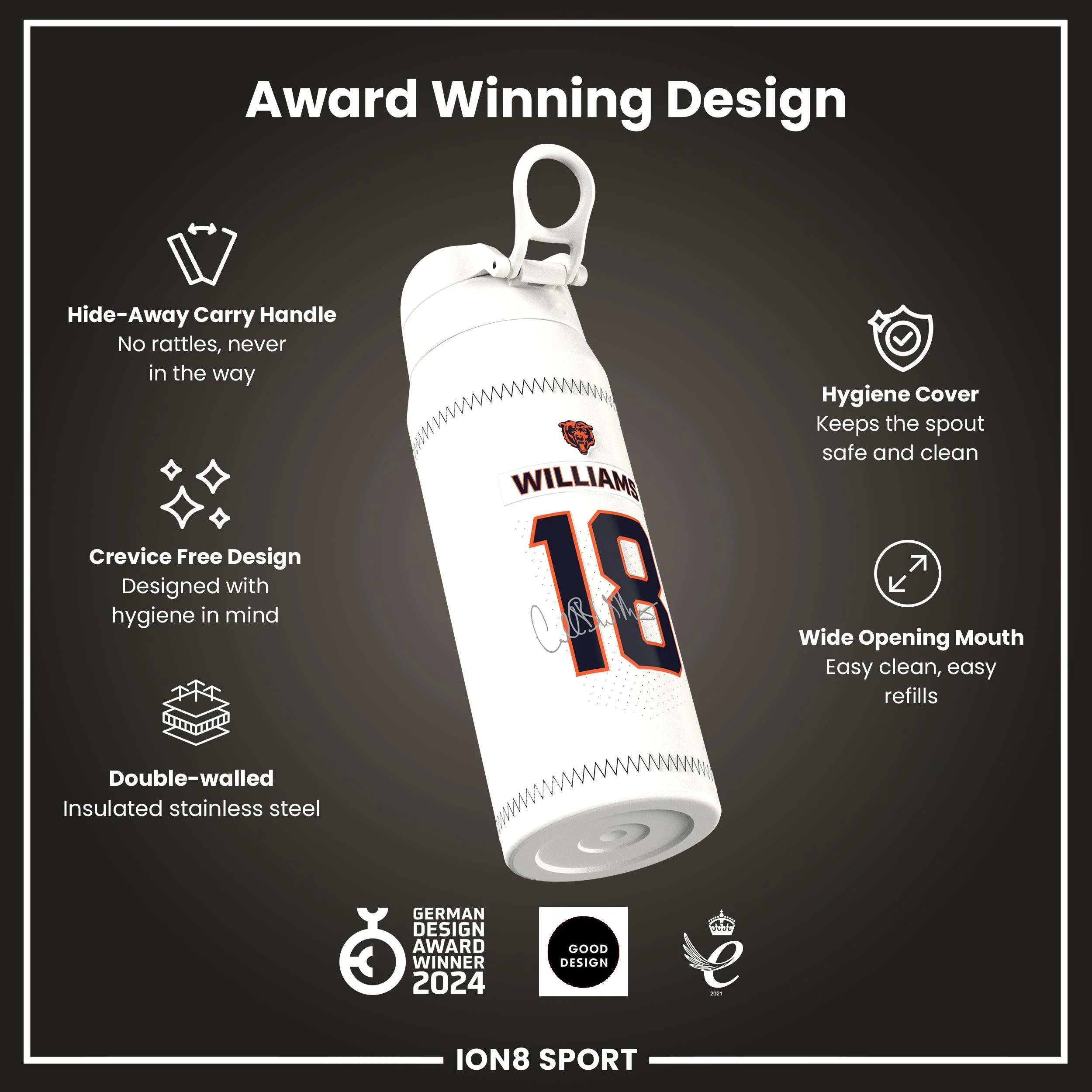 NFL x ION8, Isolierte Edelstahl, Williams Bears, 750 ml - Image 6