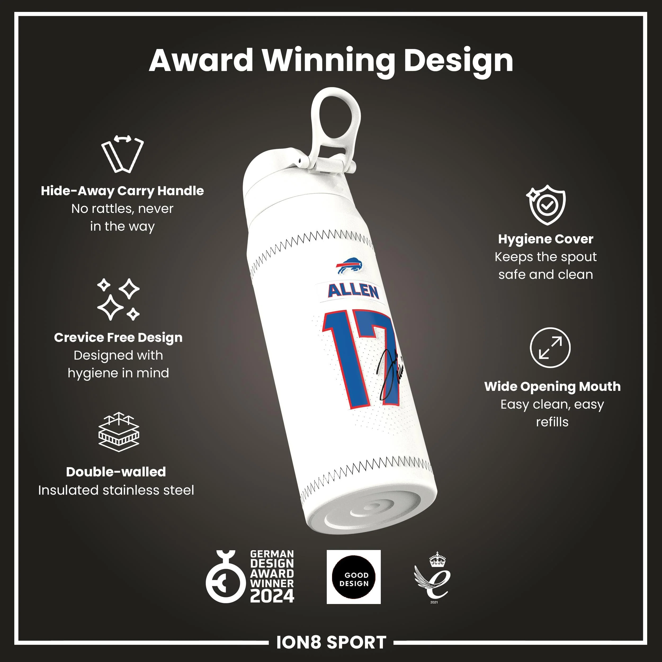 NFL x ION8, Isolierte Edelstahl, Allen Bills, 750 ml - Image 6